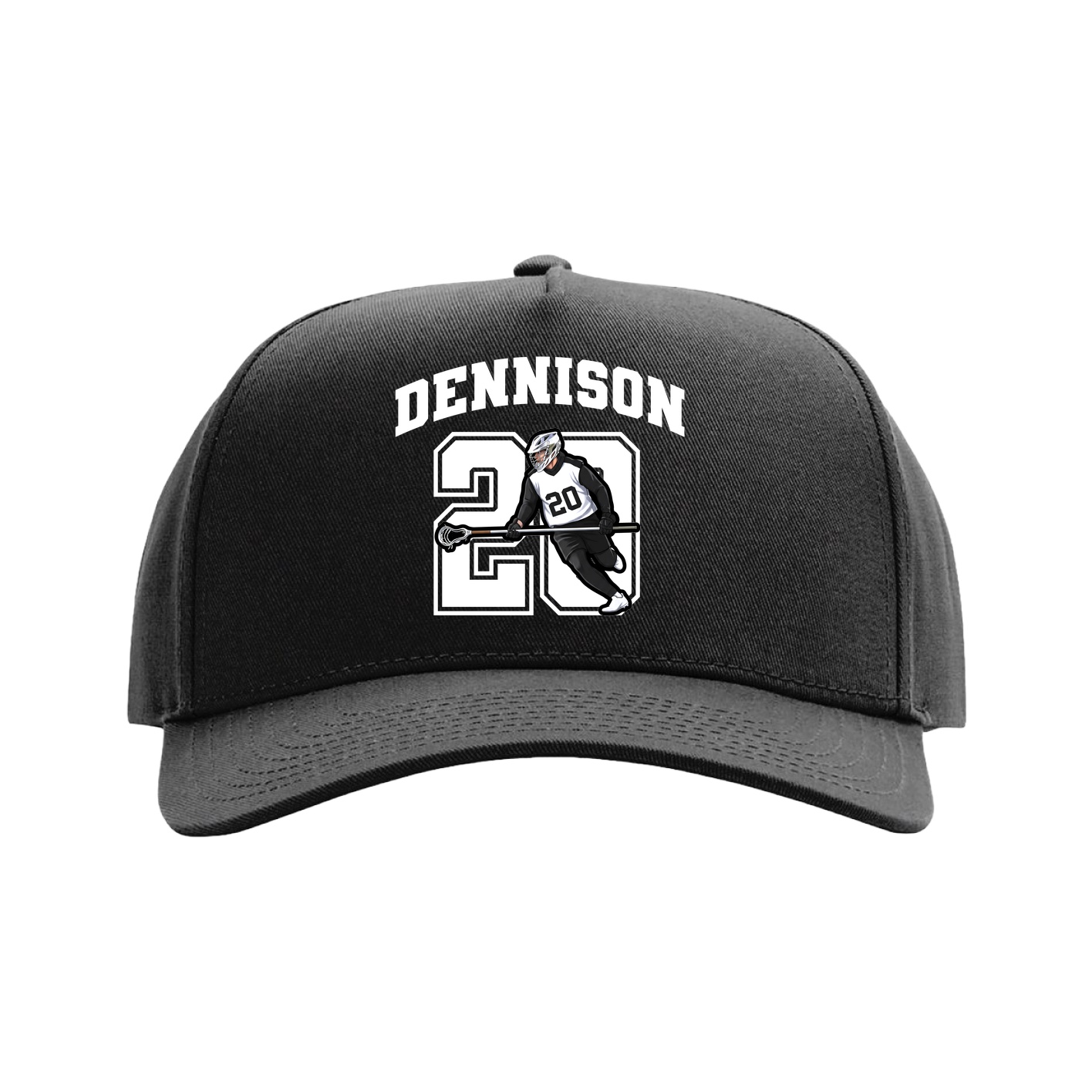 Full Fabric Five-Panel Champ Cap — Number in Black
