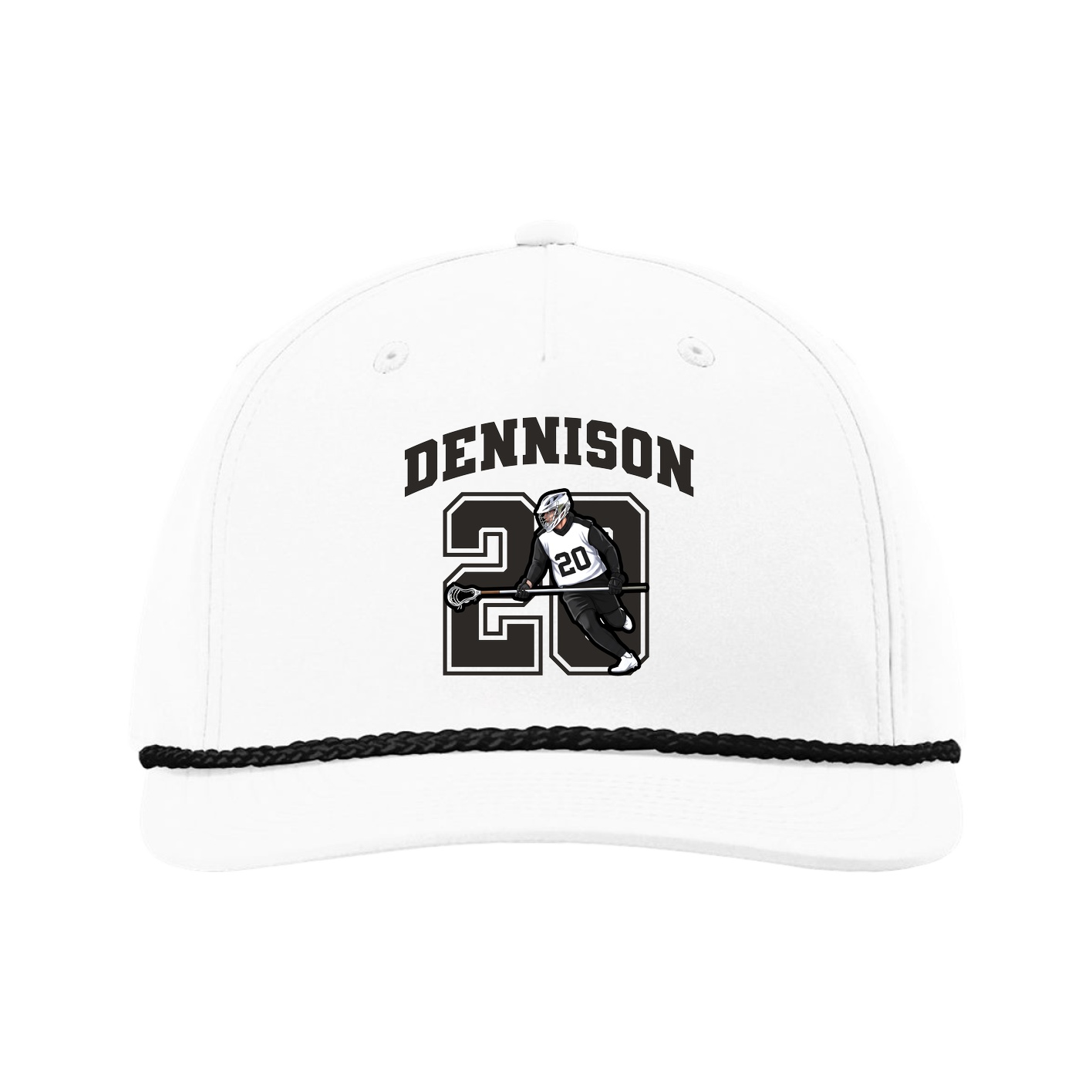 Five-Panel Classic Rope Cap — Number in White