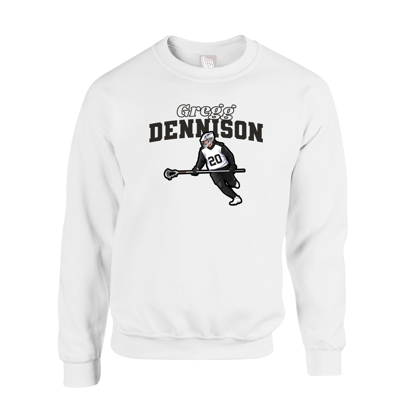 Fleece Crew — Name Arch in White