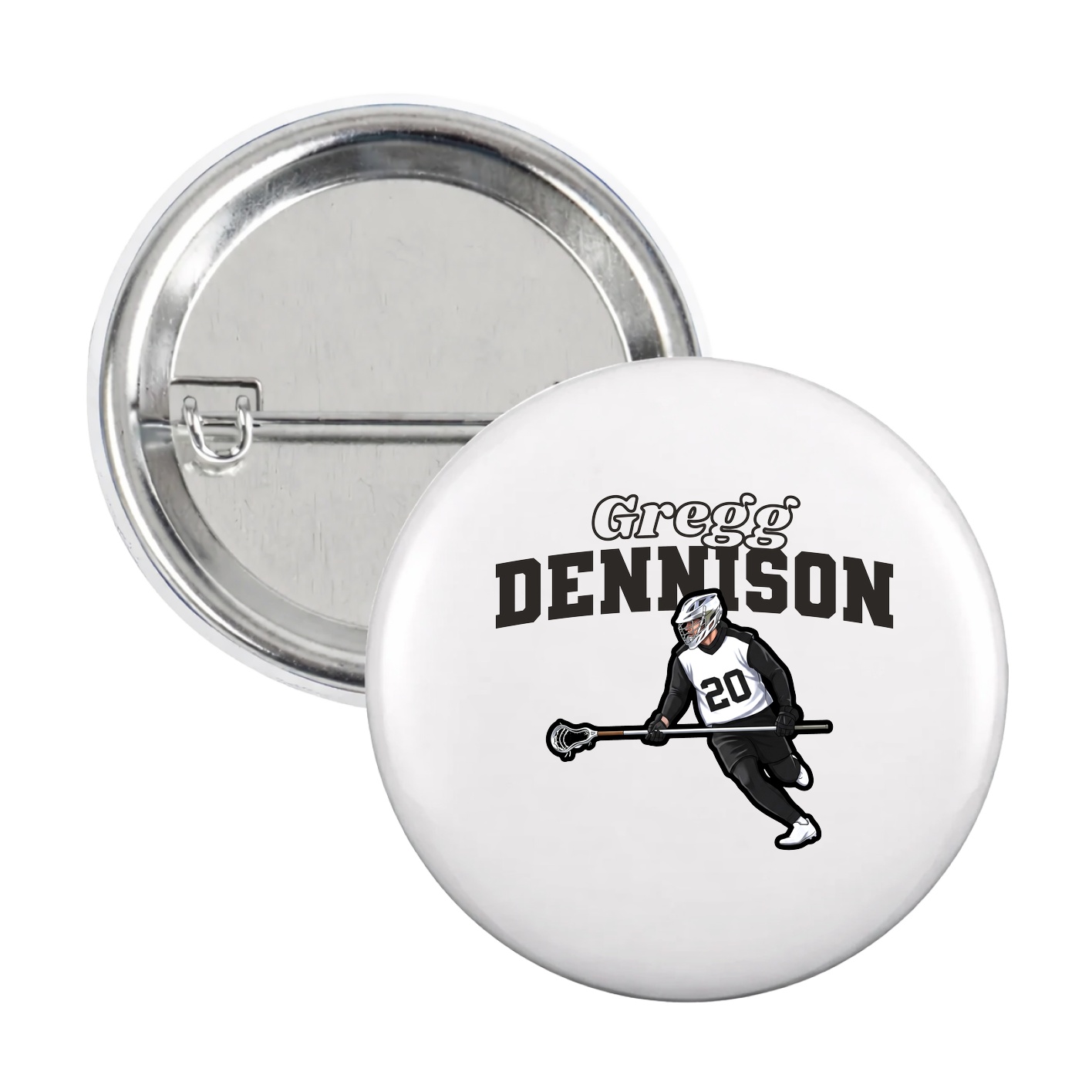 Game Day Button — Name Arch in White