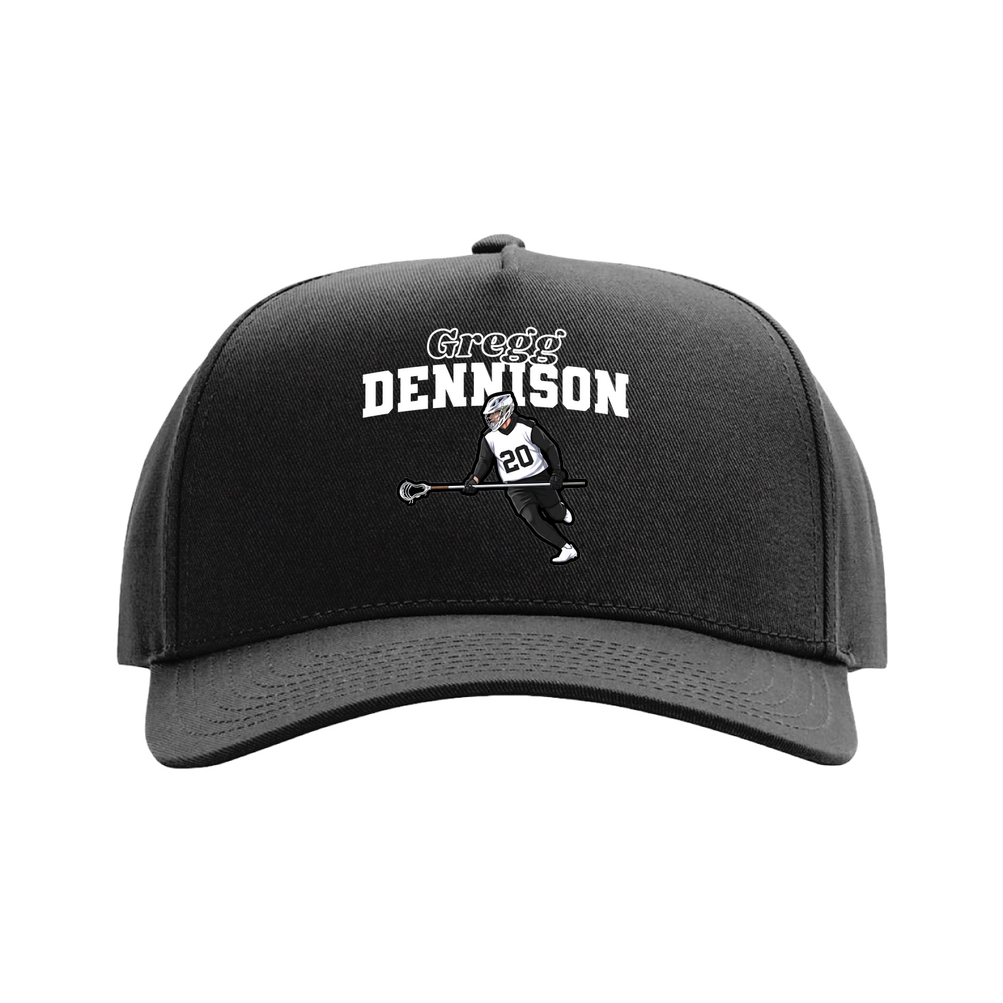 Full Fabric Five-Panel Champ Cap — Name Arch in Black