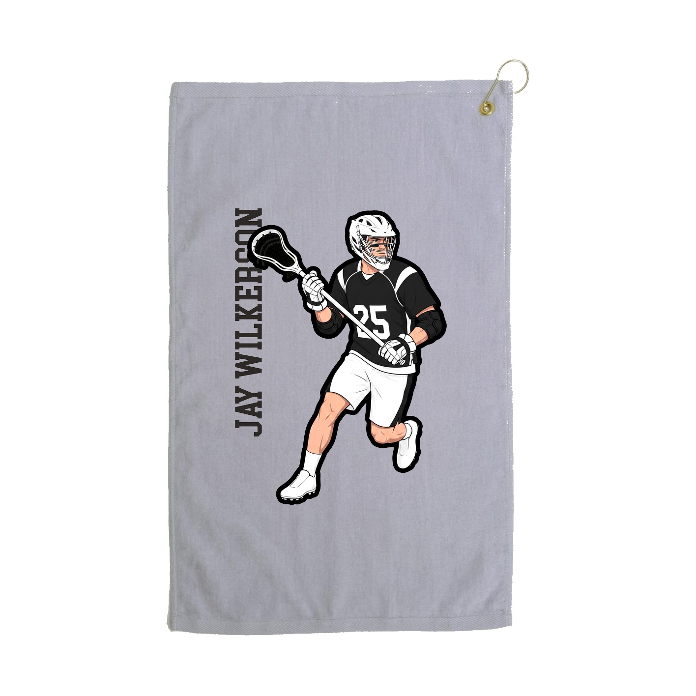 Golf Towel — Name Vertical in Grey