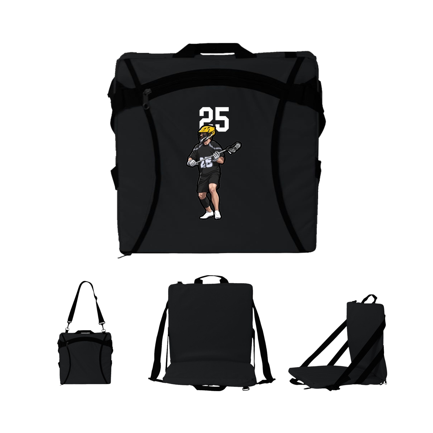 Folding Stadium Seat — Number Top in Black