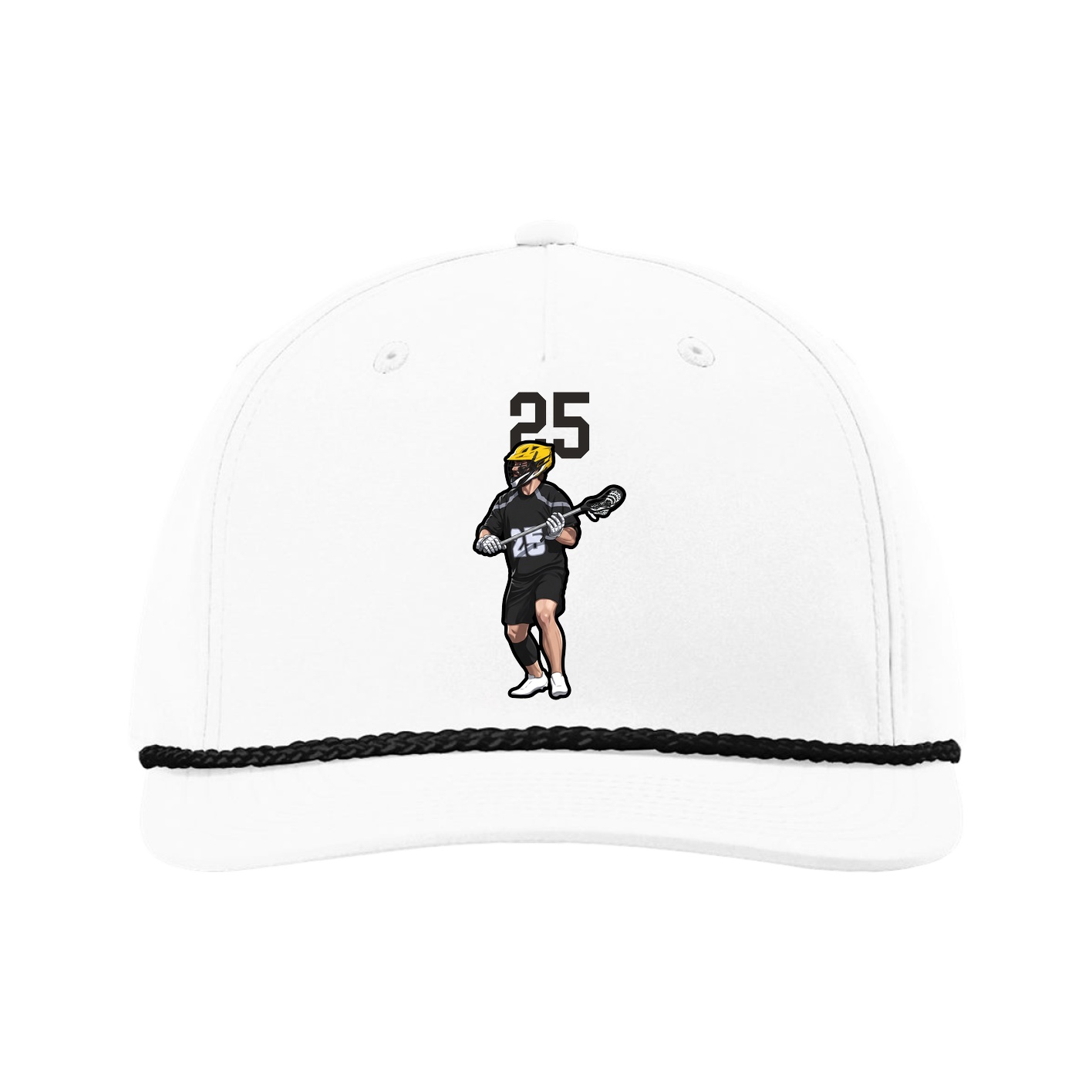 Five-Panel Classic Rope Cap — Number Top in White