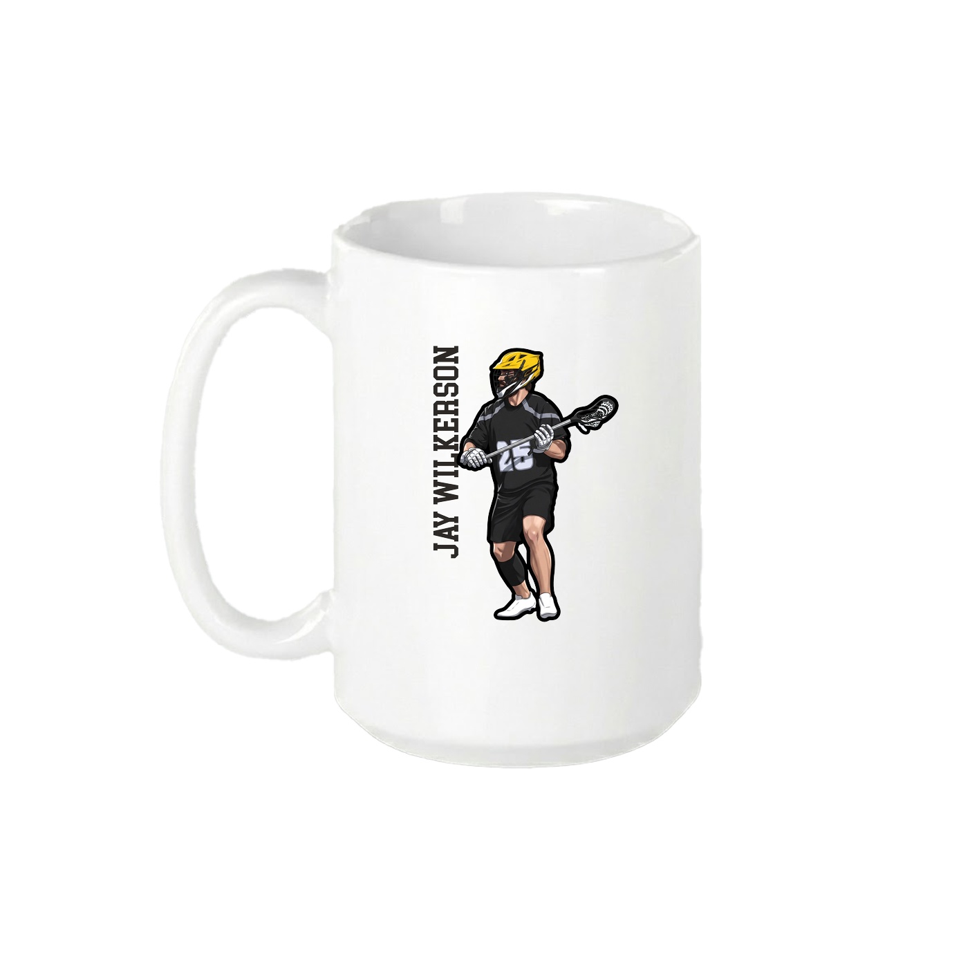 15oz Coffee Mug — Name Vertical in White