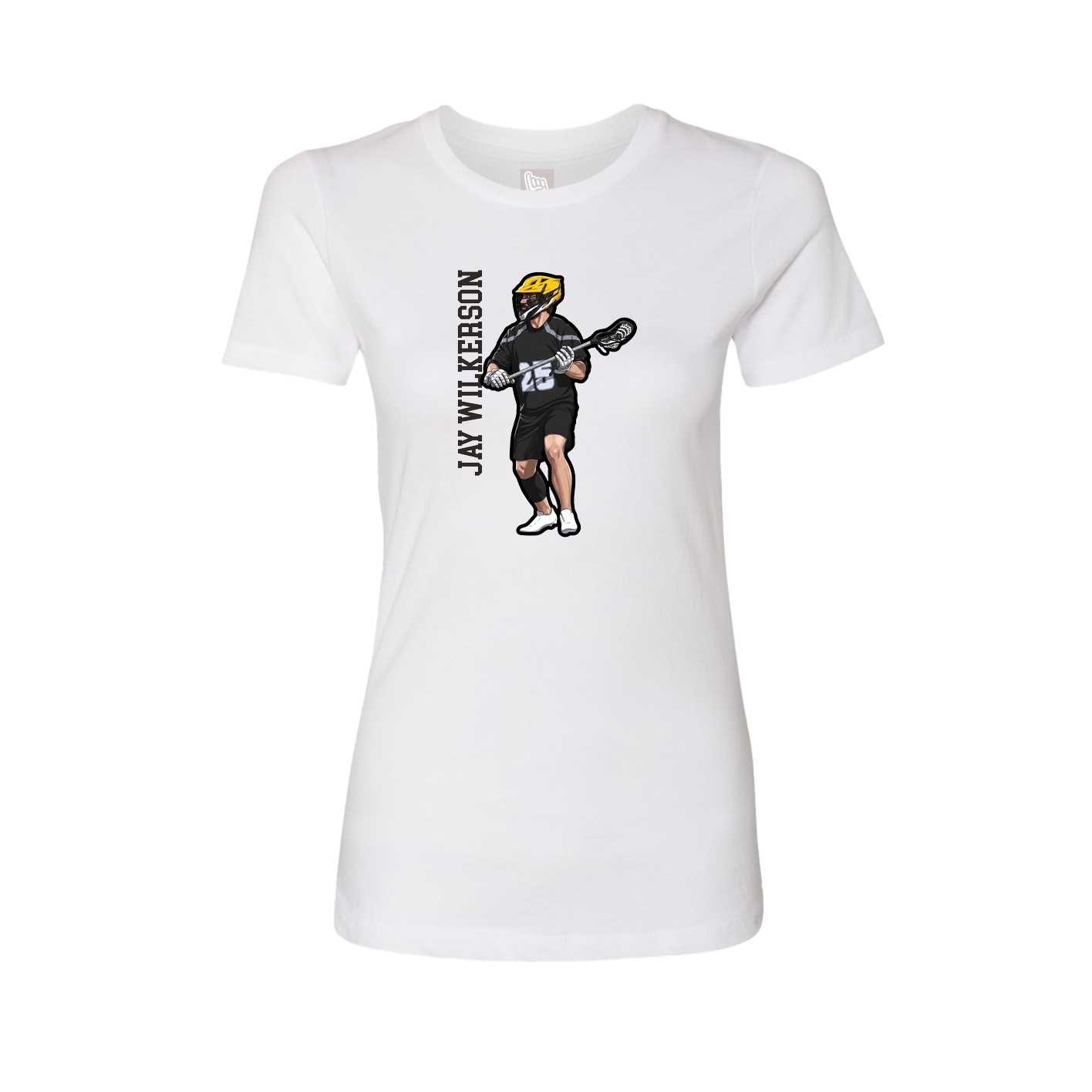 Fitted Women's Tee — Name Vertical in White