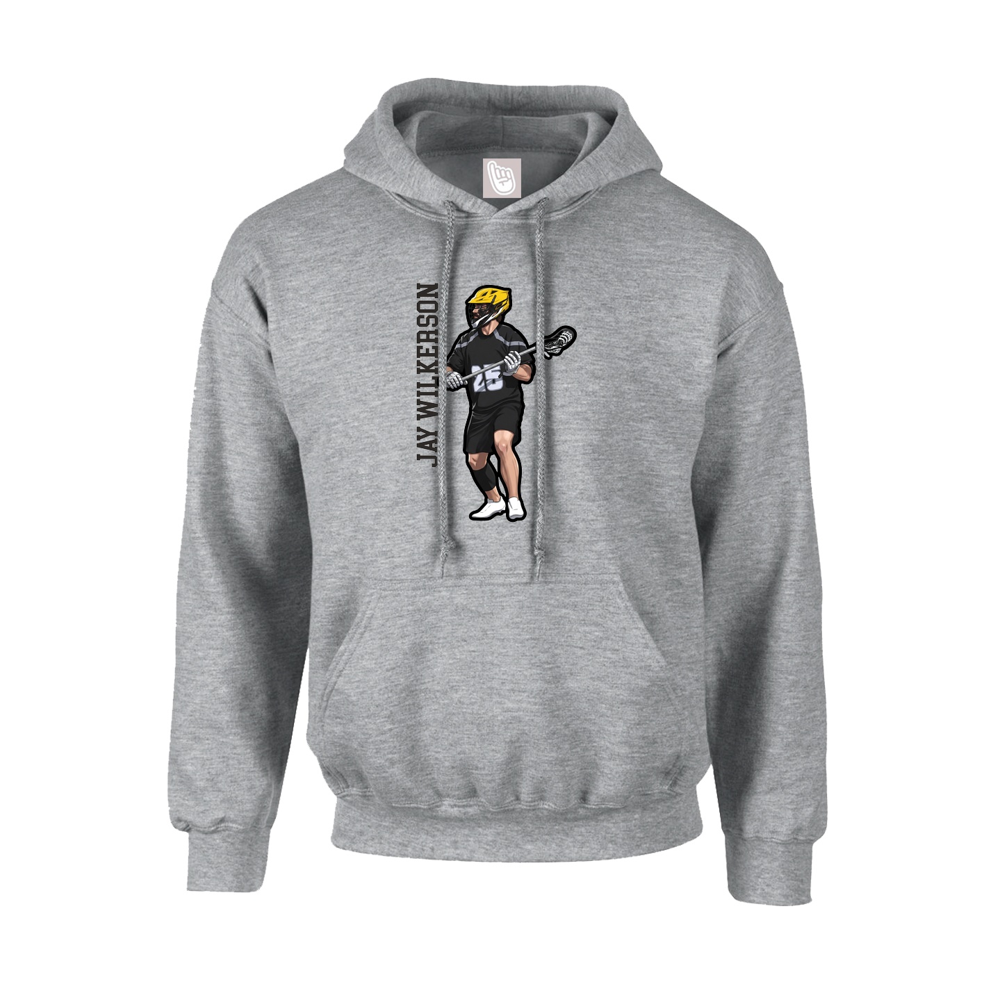 Youth Hoodie — Name Vertical in Grey