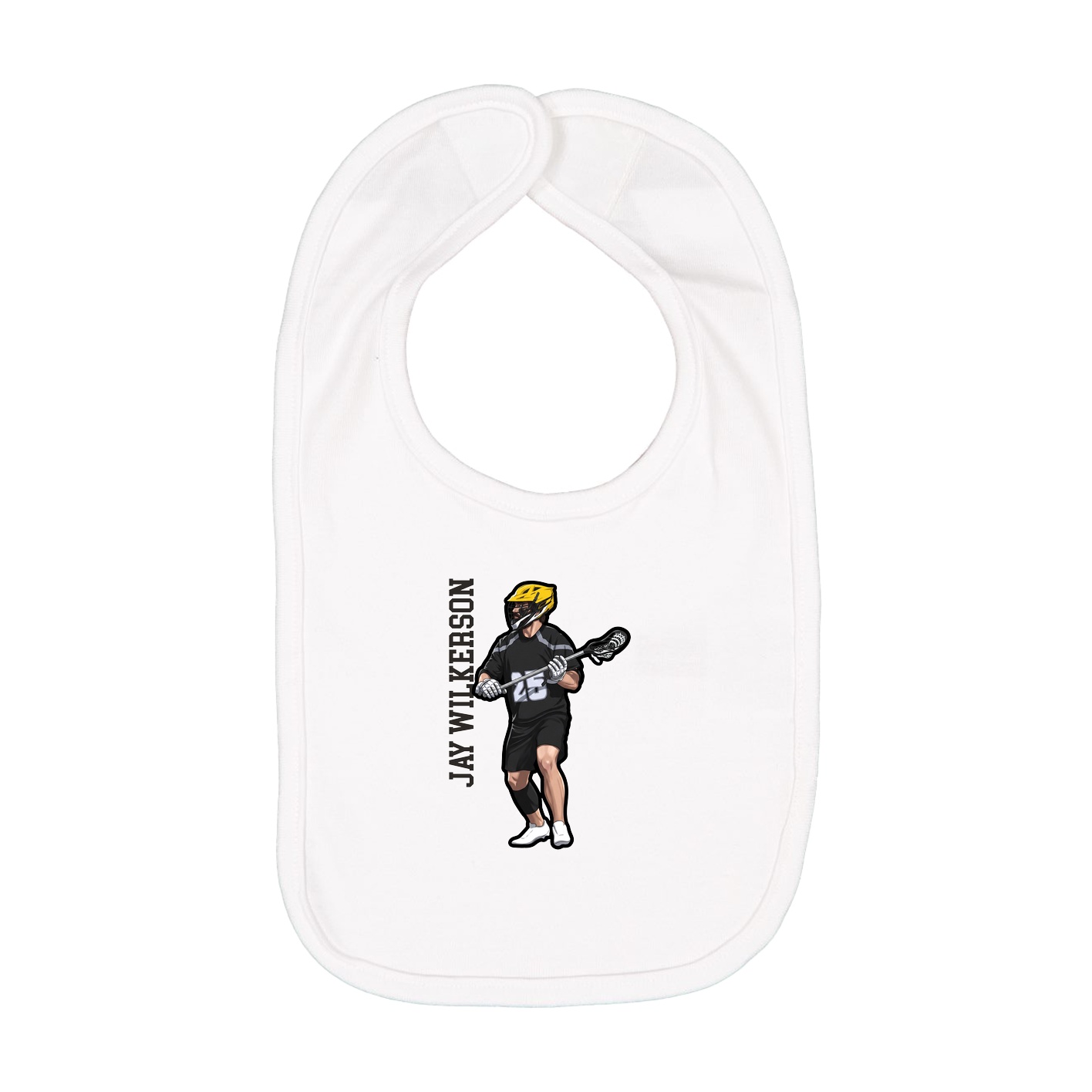 Infant Bib — Name Vertical in White