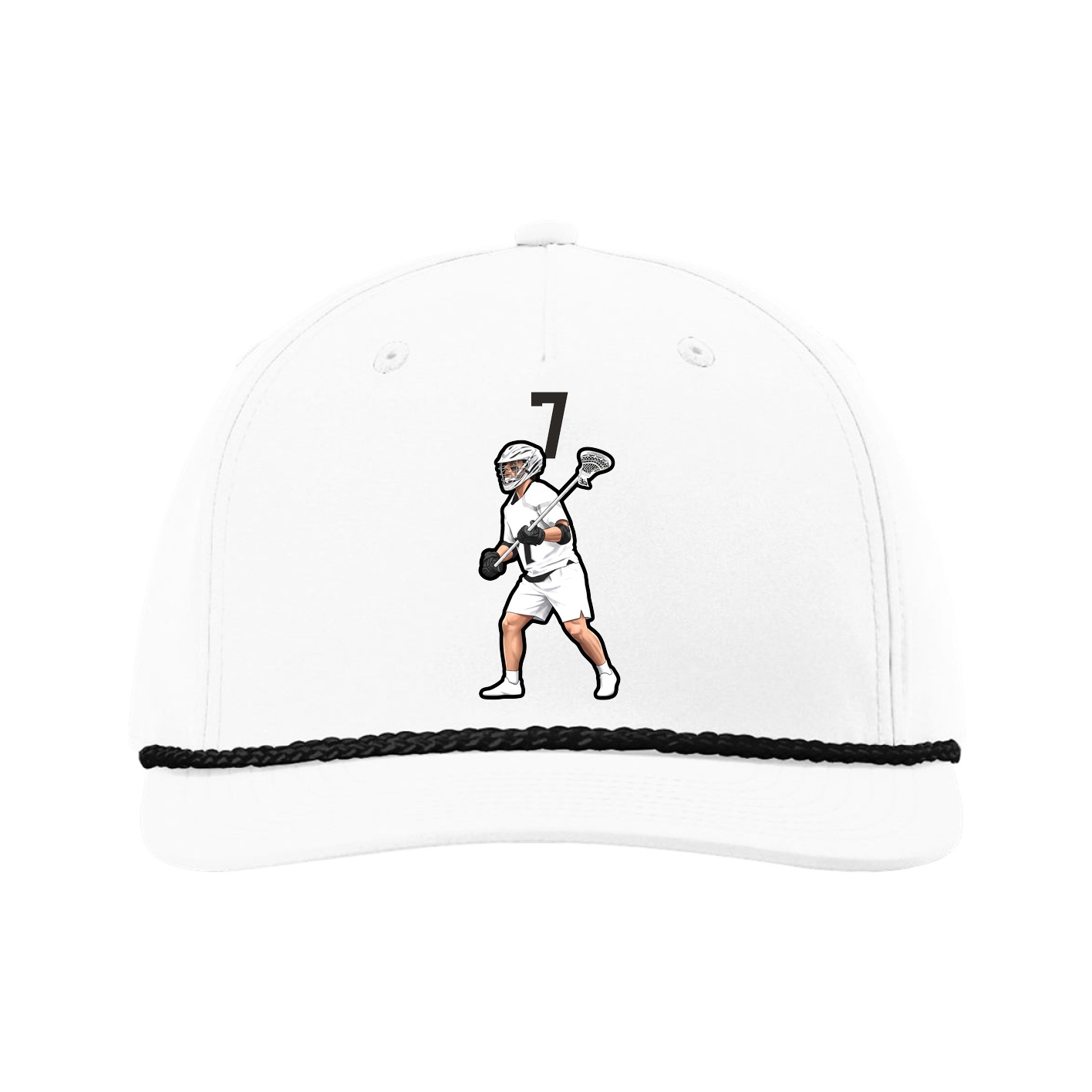 Five-Panel Classic Rope Cap — Number Top in White
