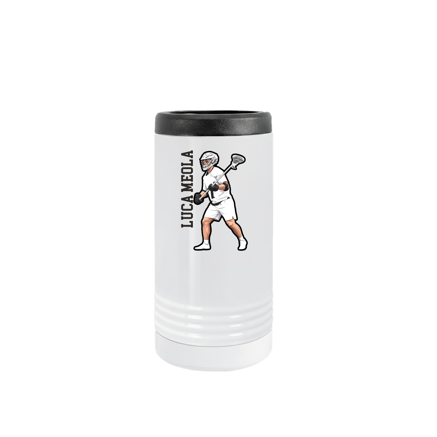 Slim Beverage Holder — Name Vertical in White