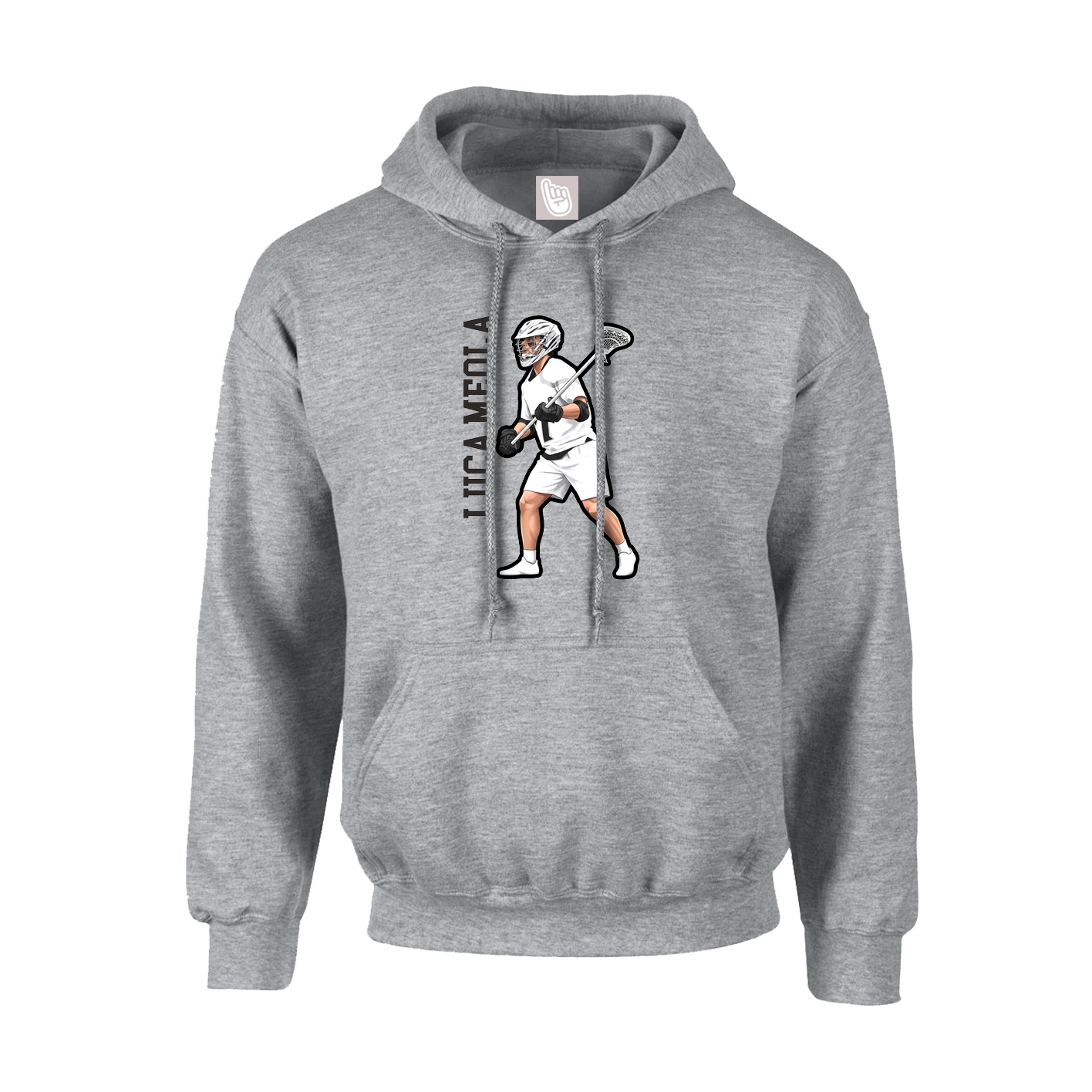 Youth Hoodie — Name Vertical in Grey