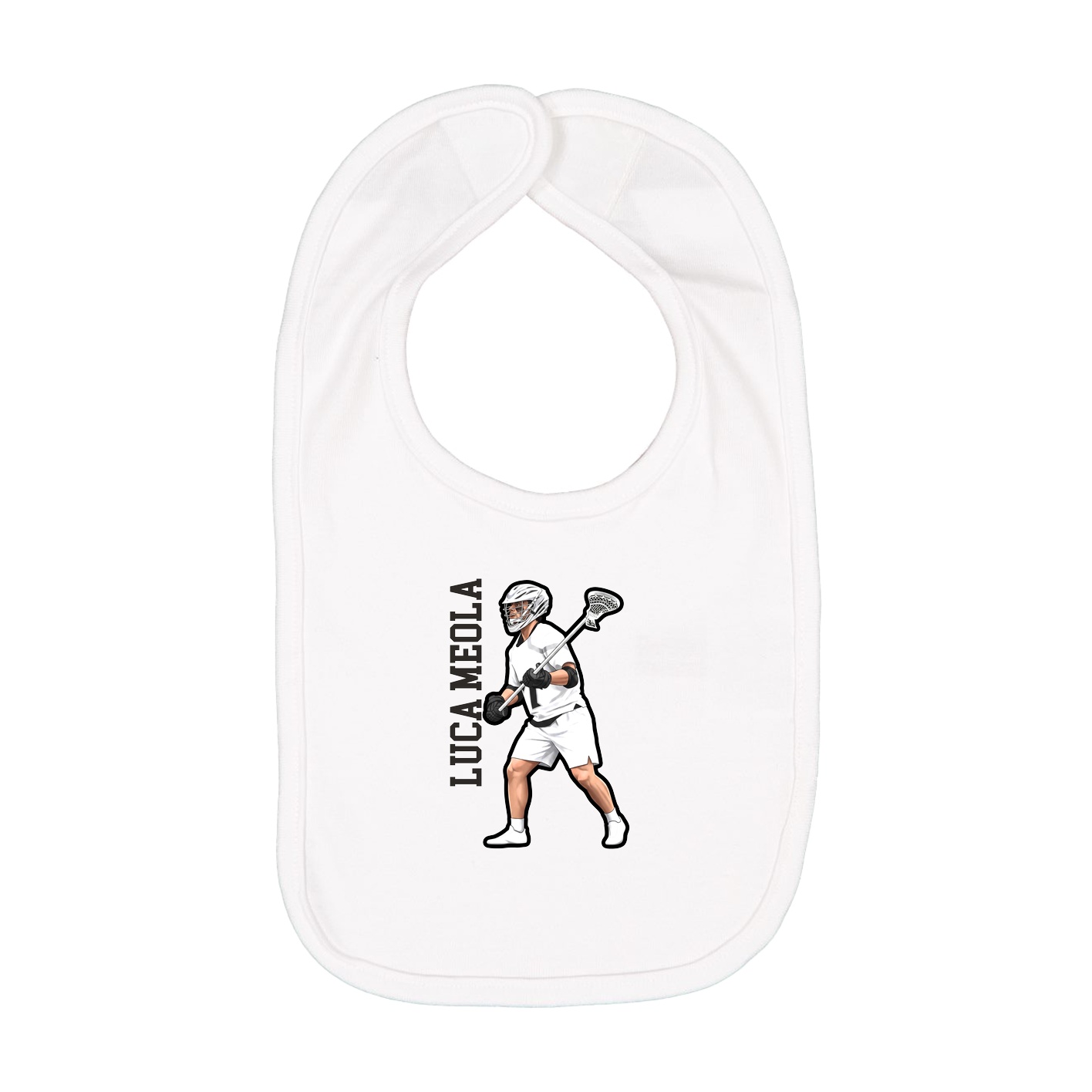 Infant Bib — Name Vertical in White