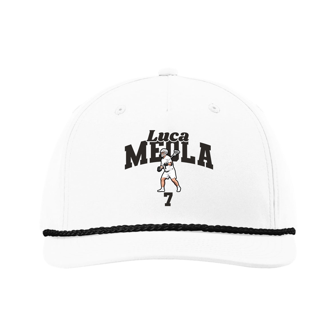 Five-Panel Classic Rope Cap — Signature Arch in White