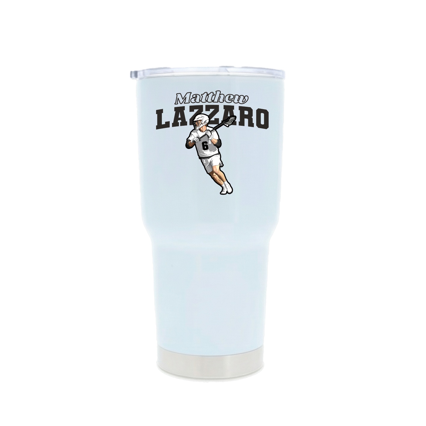 30oz Stainless Steel Tumbler — Name Arch in White