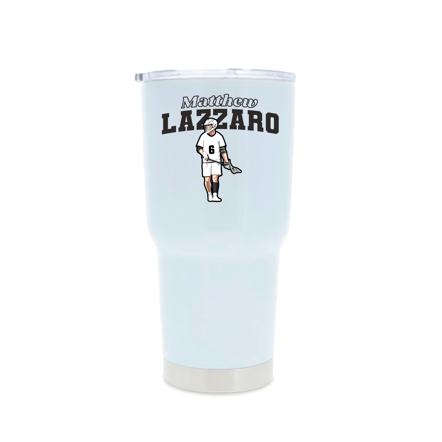 30oz Stainless Steel Tumbler — Name Arch in White