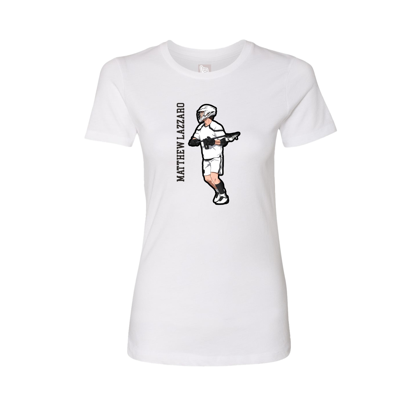 Fitted Women's Tee — Name Vertical in White
