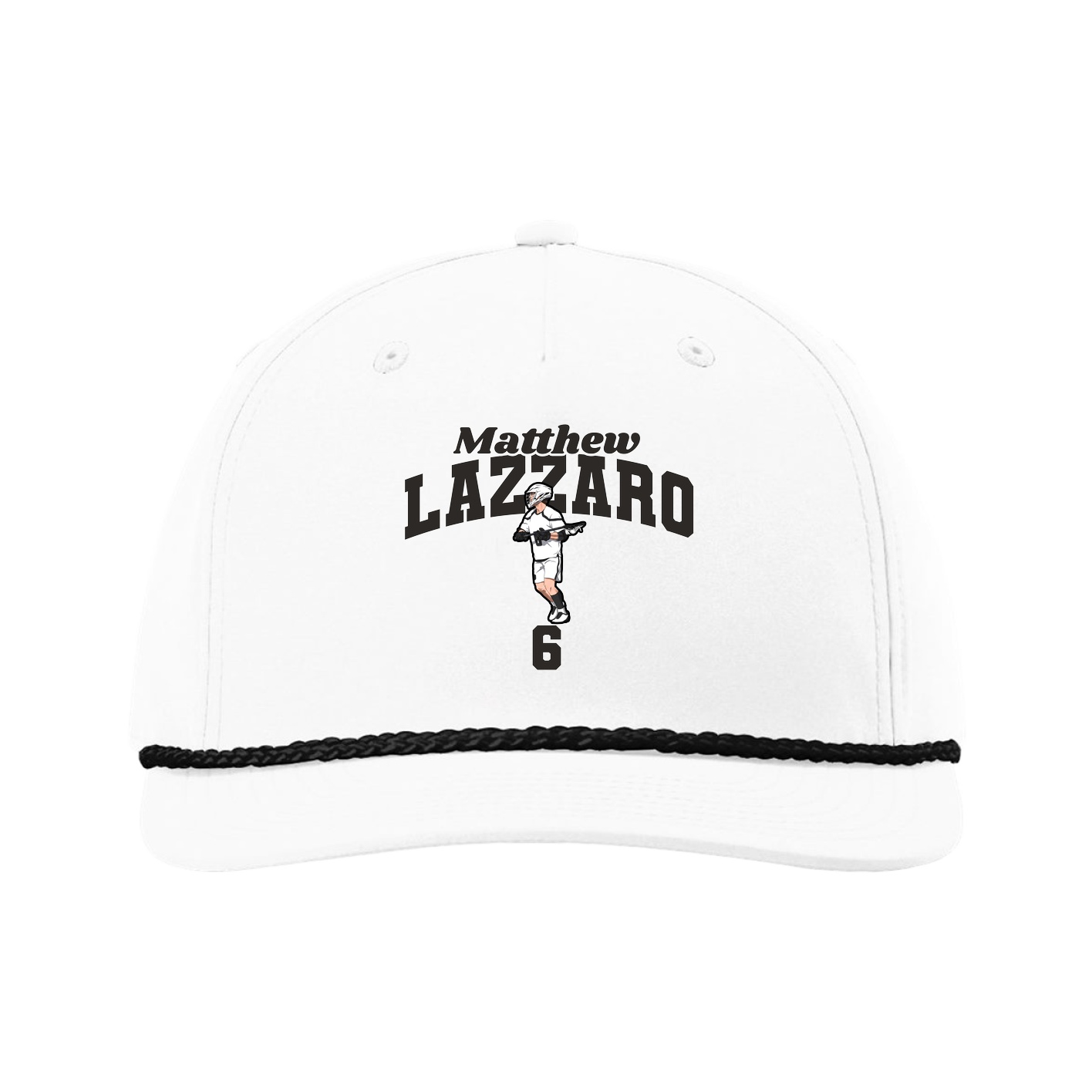 Five-Panel Classic Rope Cap — Signature Arch in White