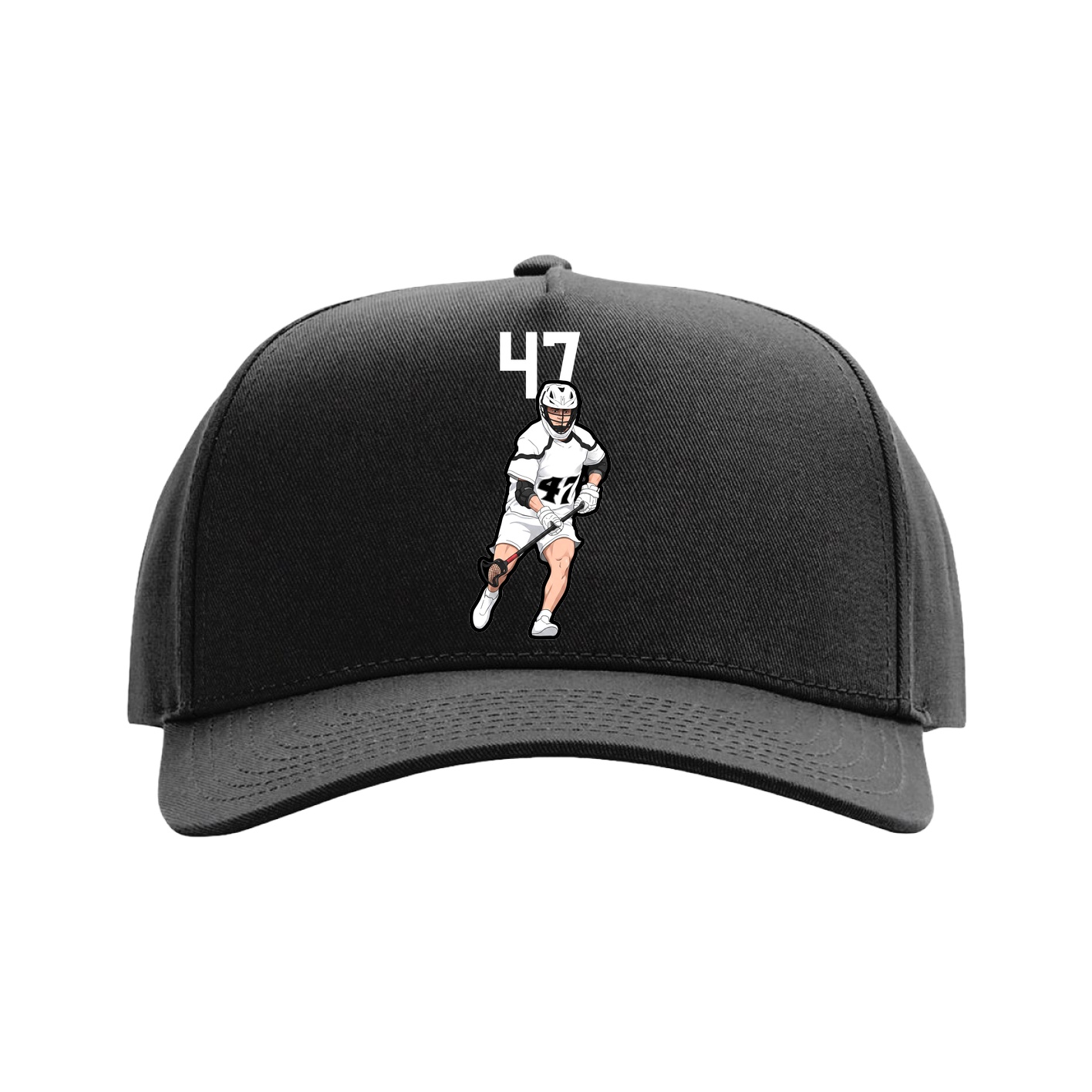 Full Fabric Five-Panel Champ Cap — Number Top in Black