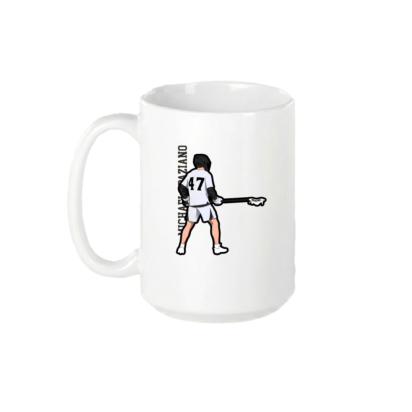 15oz Coffee Mug — Name Vertical in White