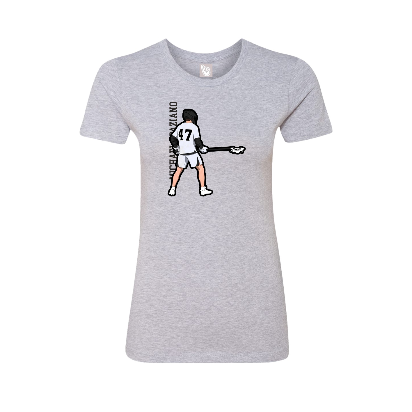 Fitted Women's Tee — Name Vertical in Grey