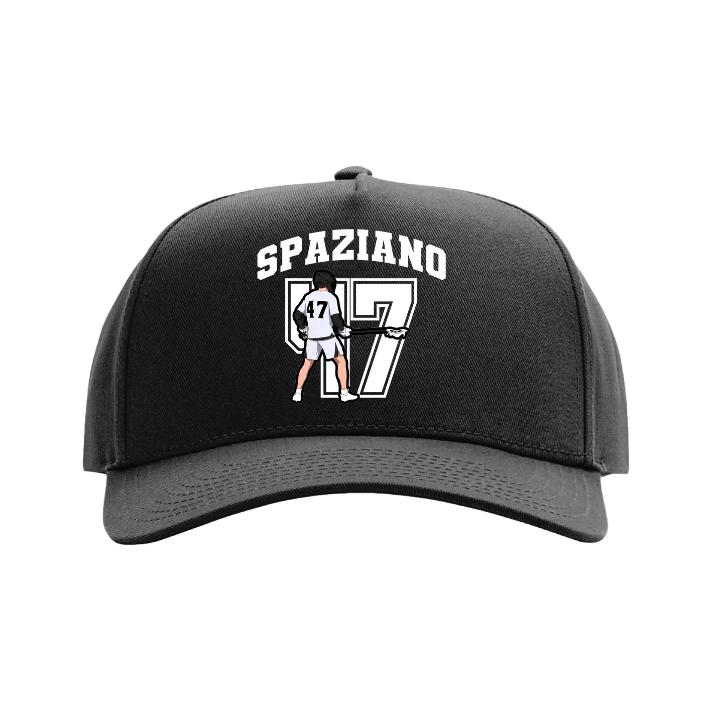 Full Fabric Five-Panel Champ Cap — Number in Black