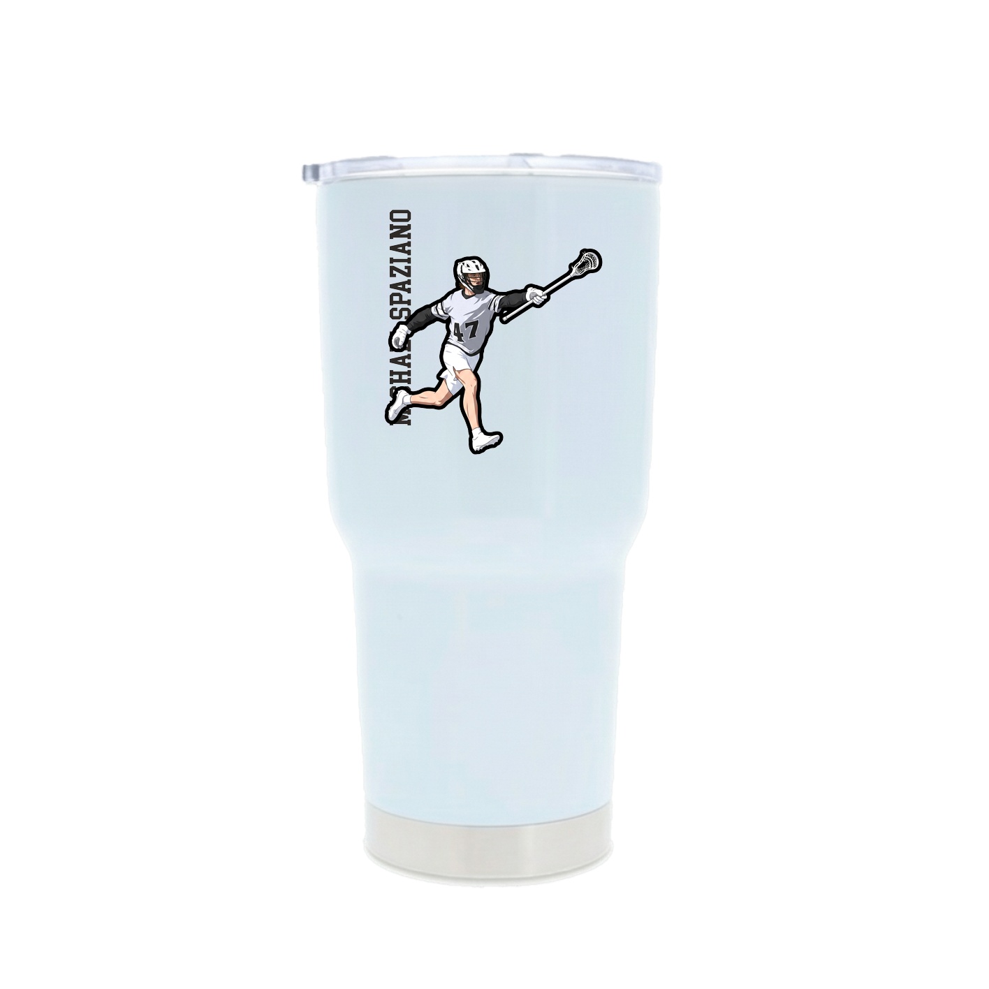 30oz Stainless Steel Tumbler — Name Vertical in White