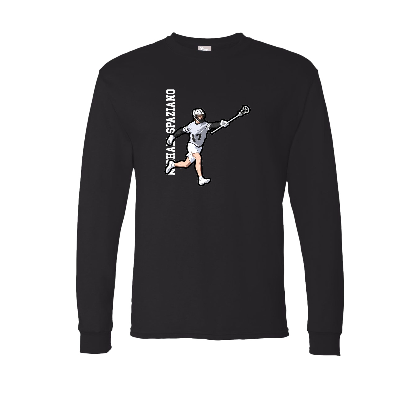 Long Sleeve Tee — Name Vertical in Black