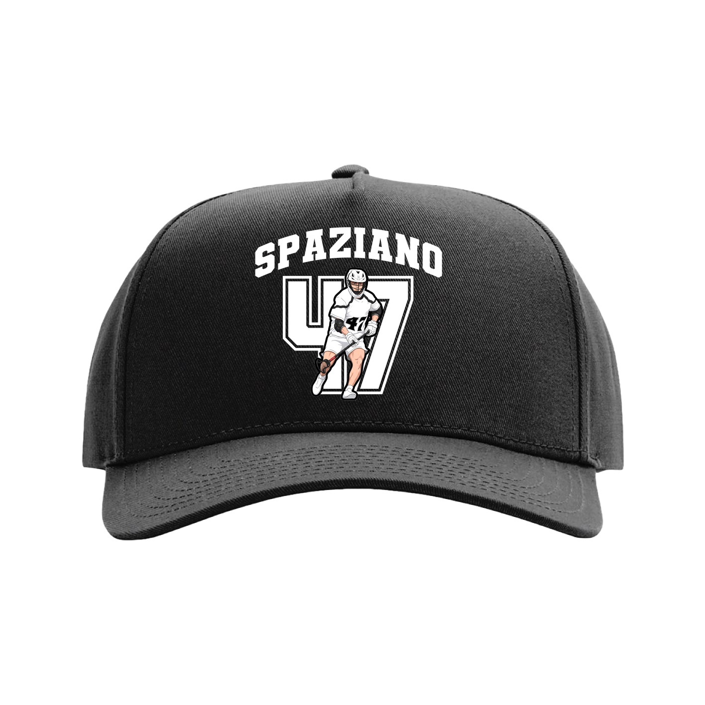 Full Fabric Five-Panel Champ Cap — Number in Black