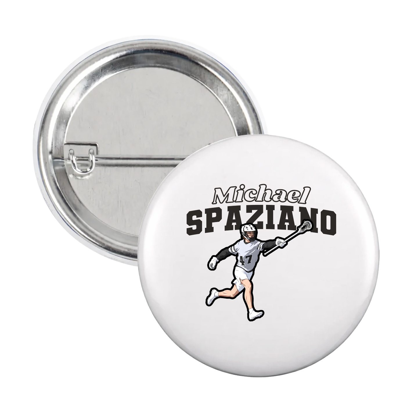 Game Day Button — Name Arch in White