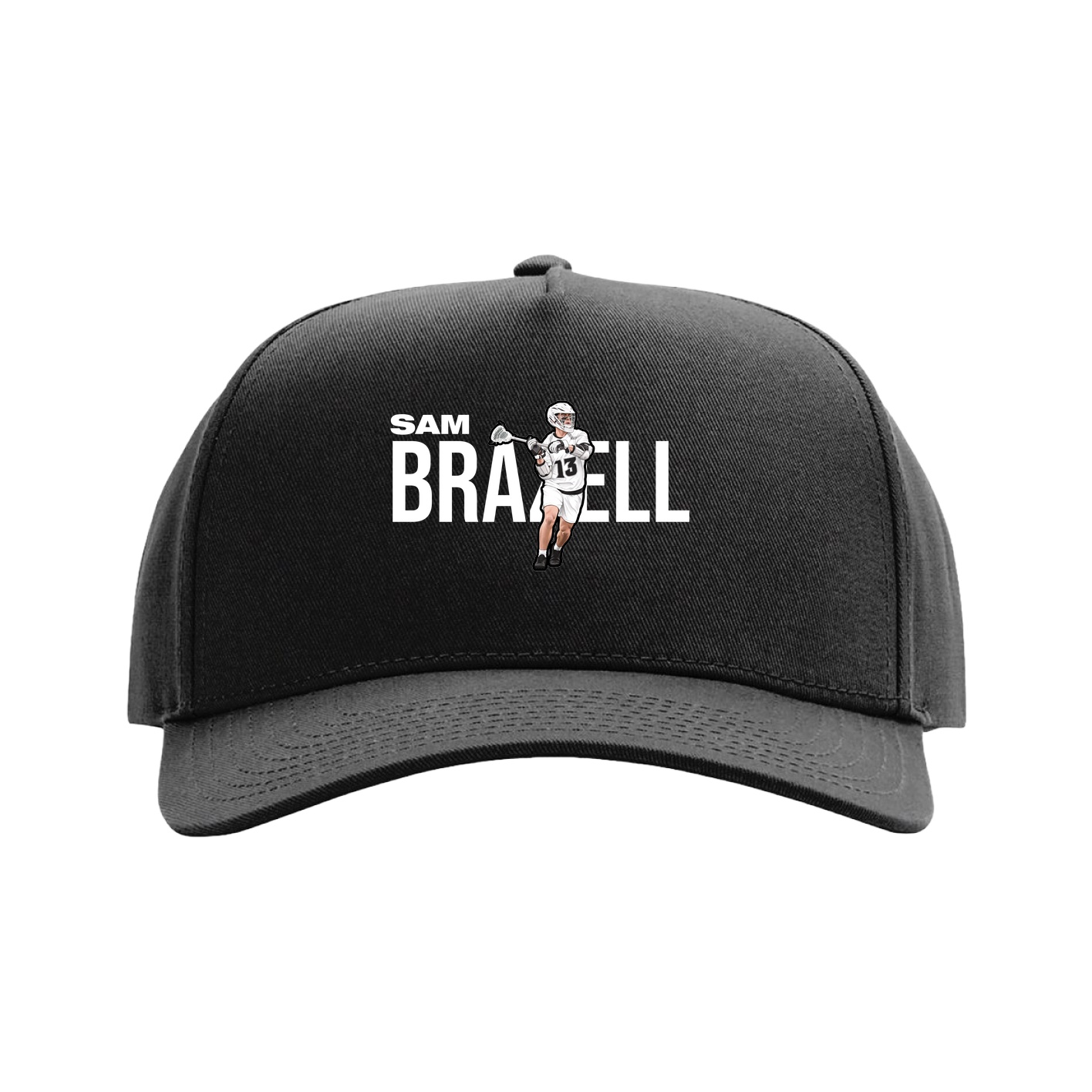 Full Fabric Five-Panel Champ Cap — Player Name in Black