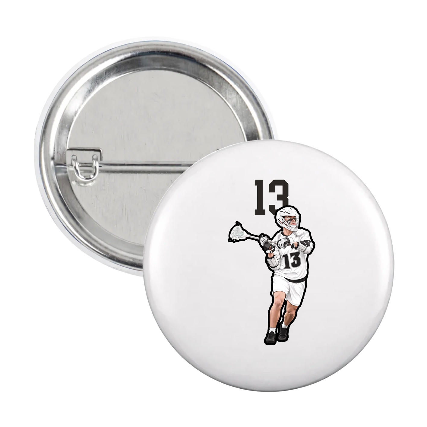 Game Day Button — Number Top in White