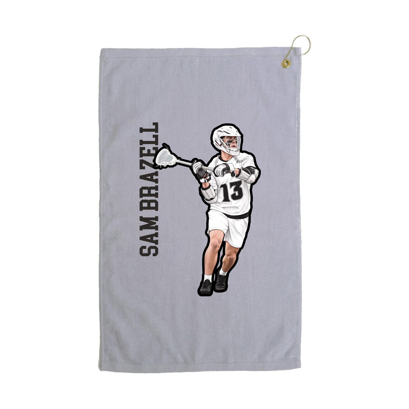 Golf Towel — Name Vertical in Grey