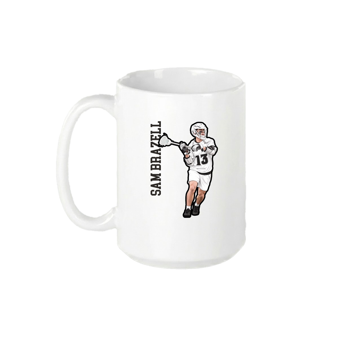 15oz Coffee Mug — Name Vertical in White