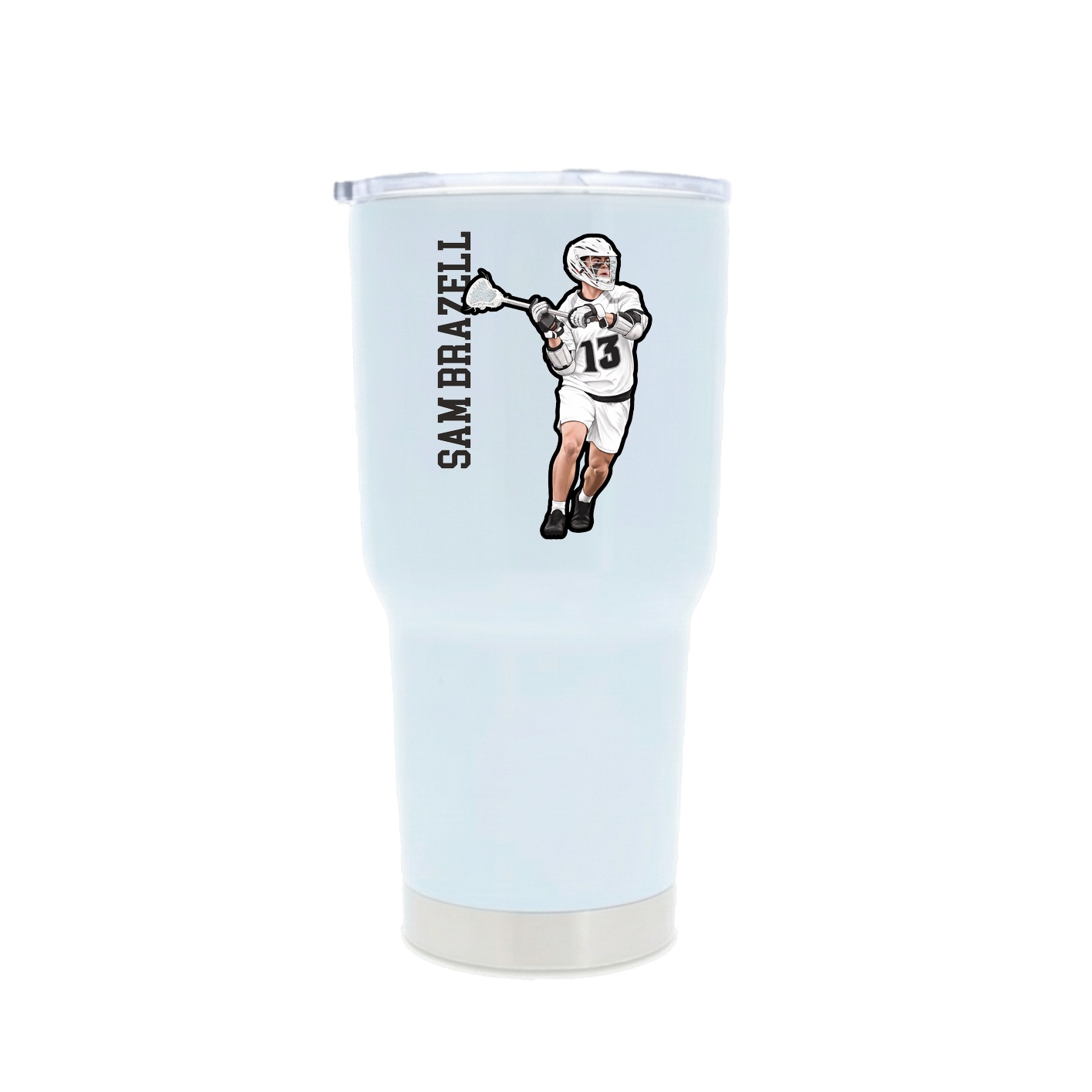 30oz Stainless Steel Tumbler — Name Vertical in White