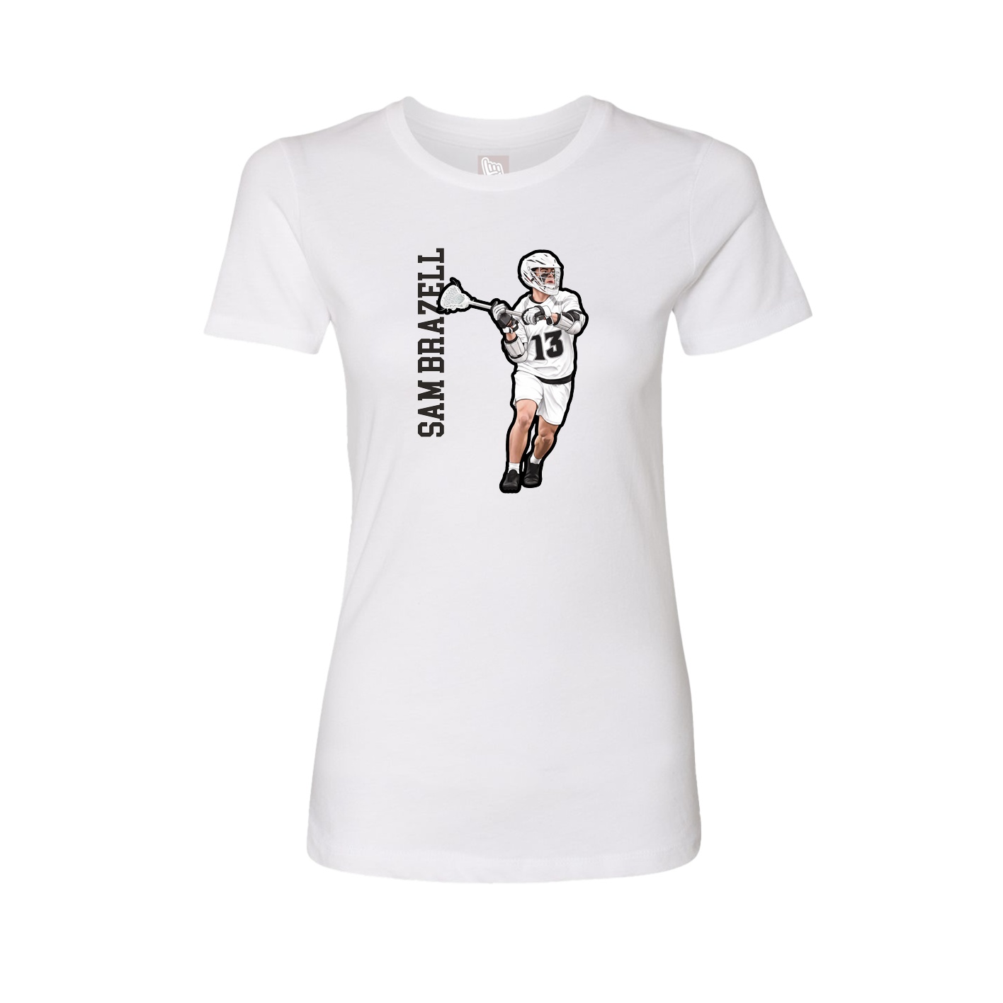 Fitted Women's Tee — Name Vertical in White