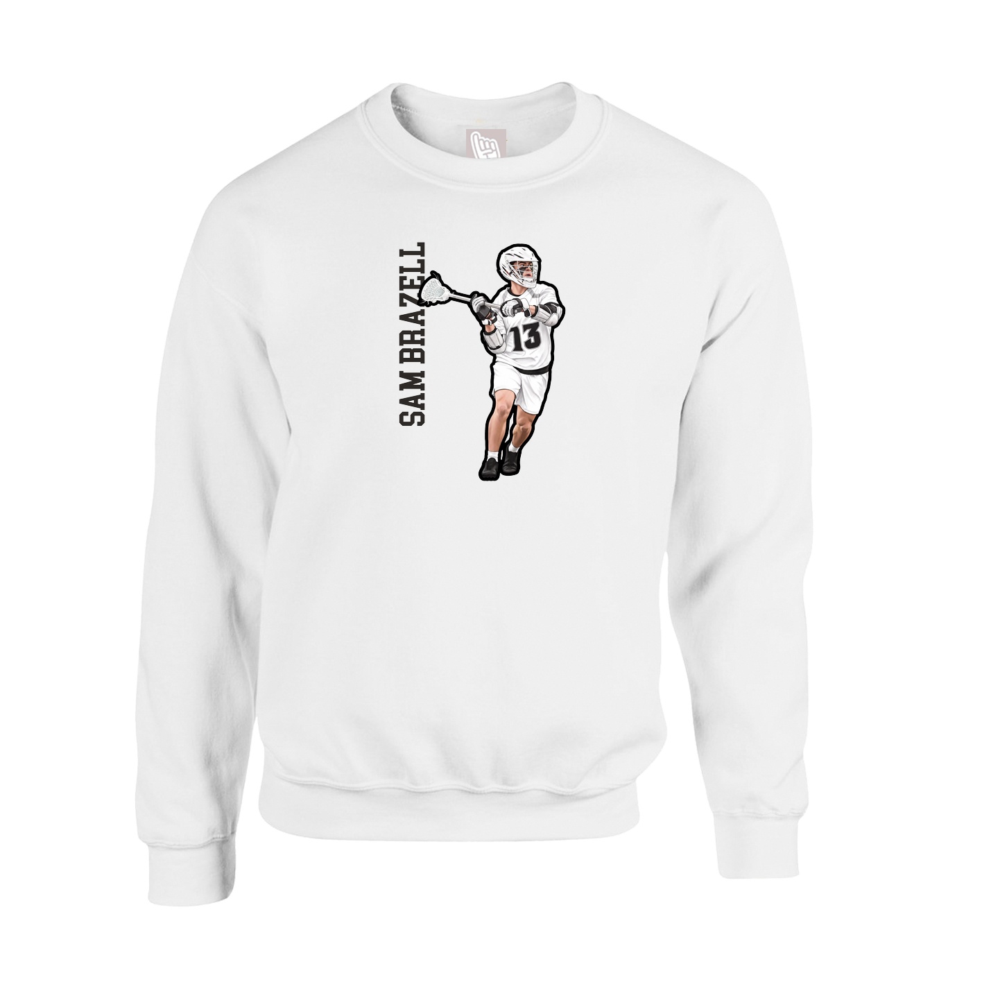 Fleece Crew — Name Vertical in White