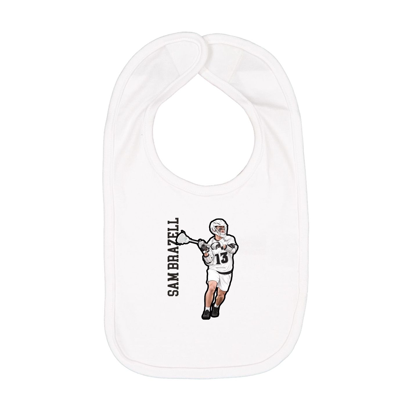 Infant Bib — Name Vertical in White