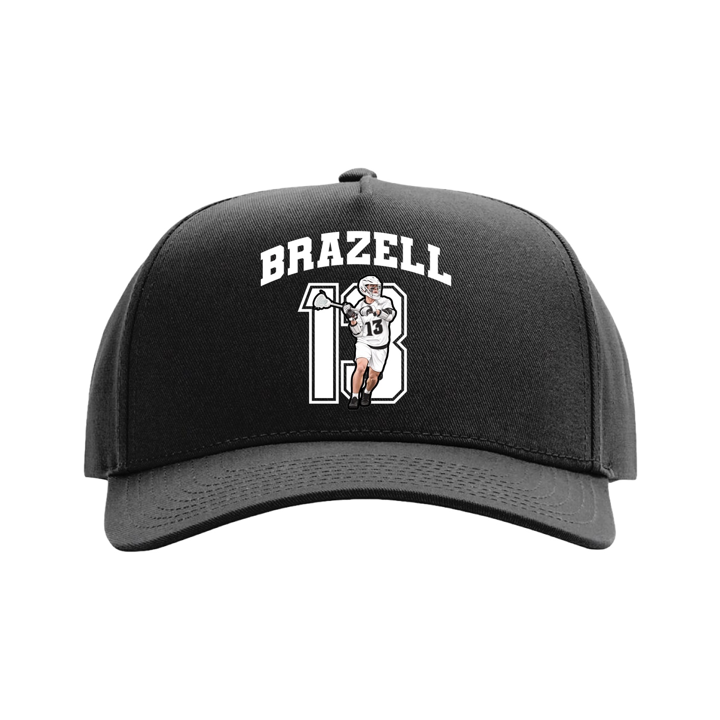 Full Fabric Five-Panel Champ Cap — Number in Black