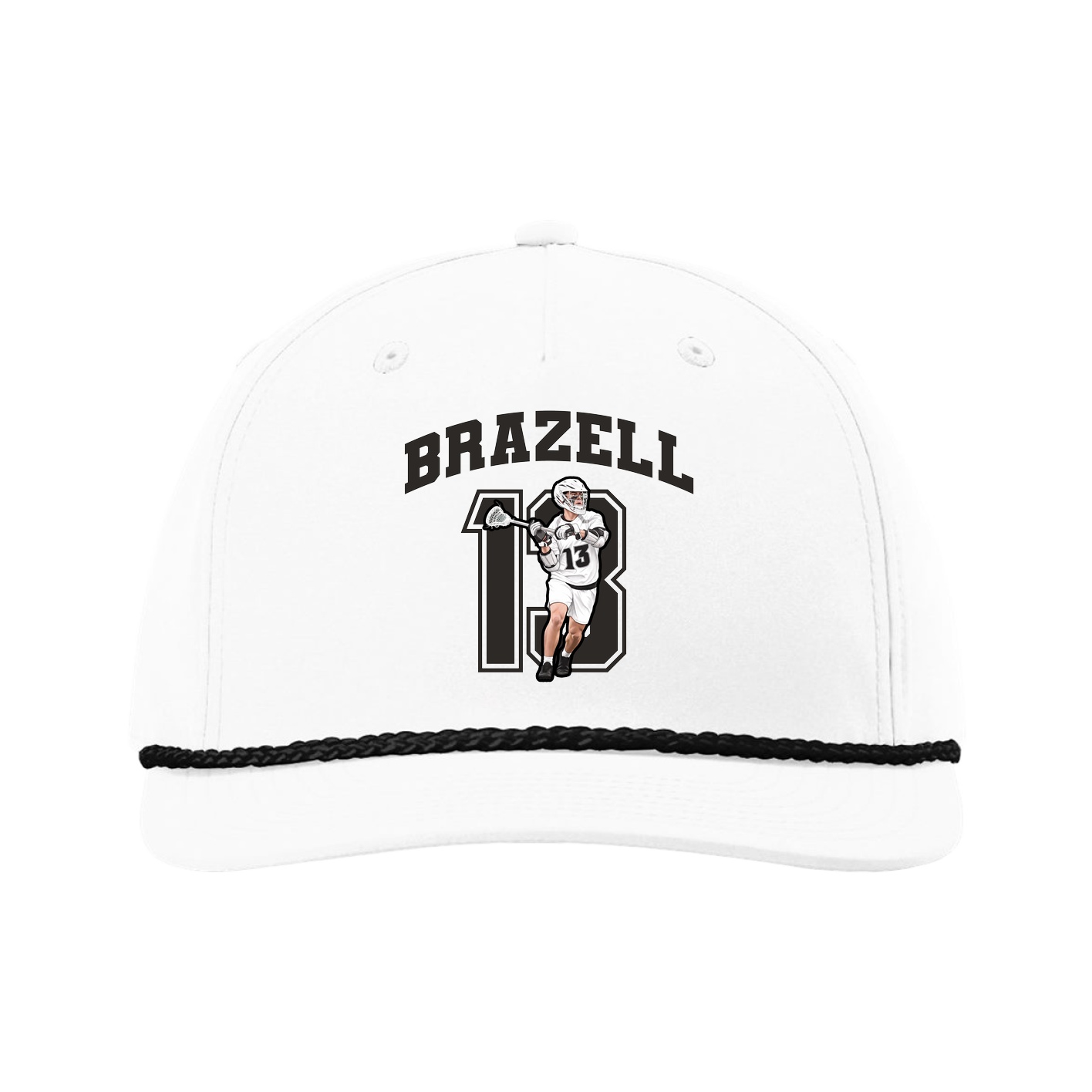 Five-Panel Classic Rope Cap — Number in White