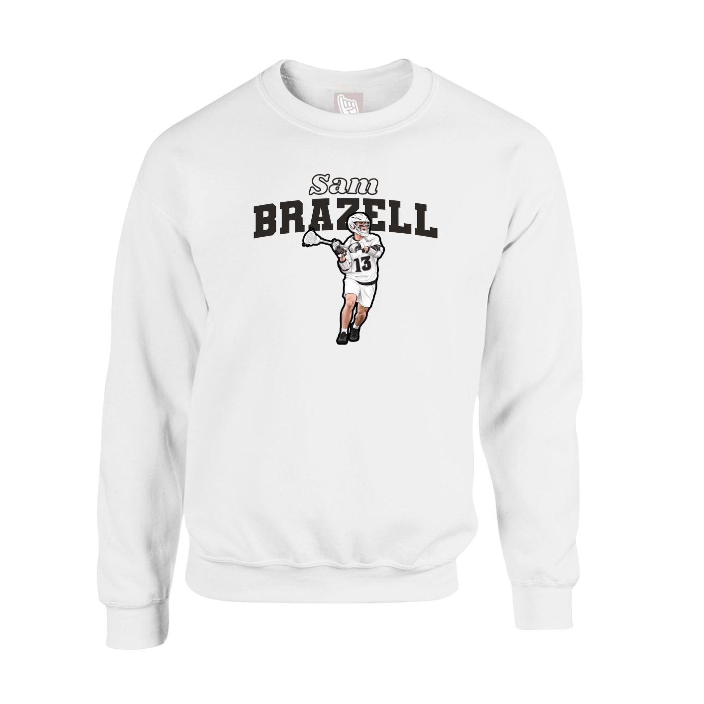 Fleece Crew — Name Arch in White
