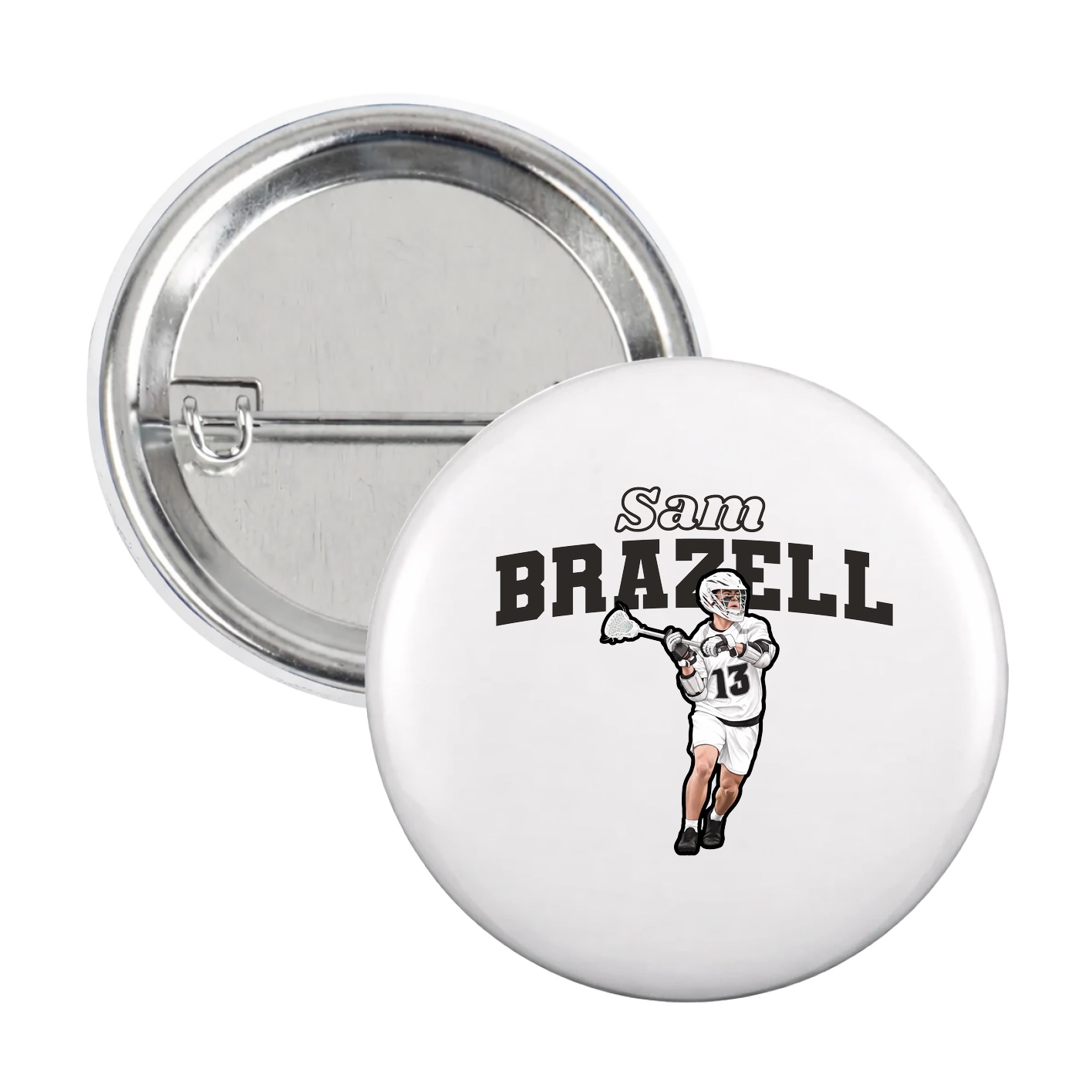 Game Day Button — Name Arch in White