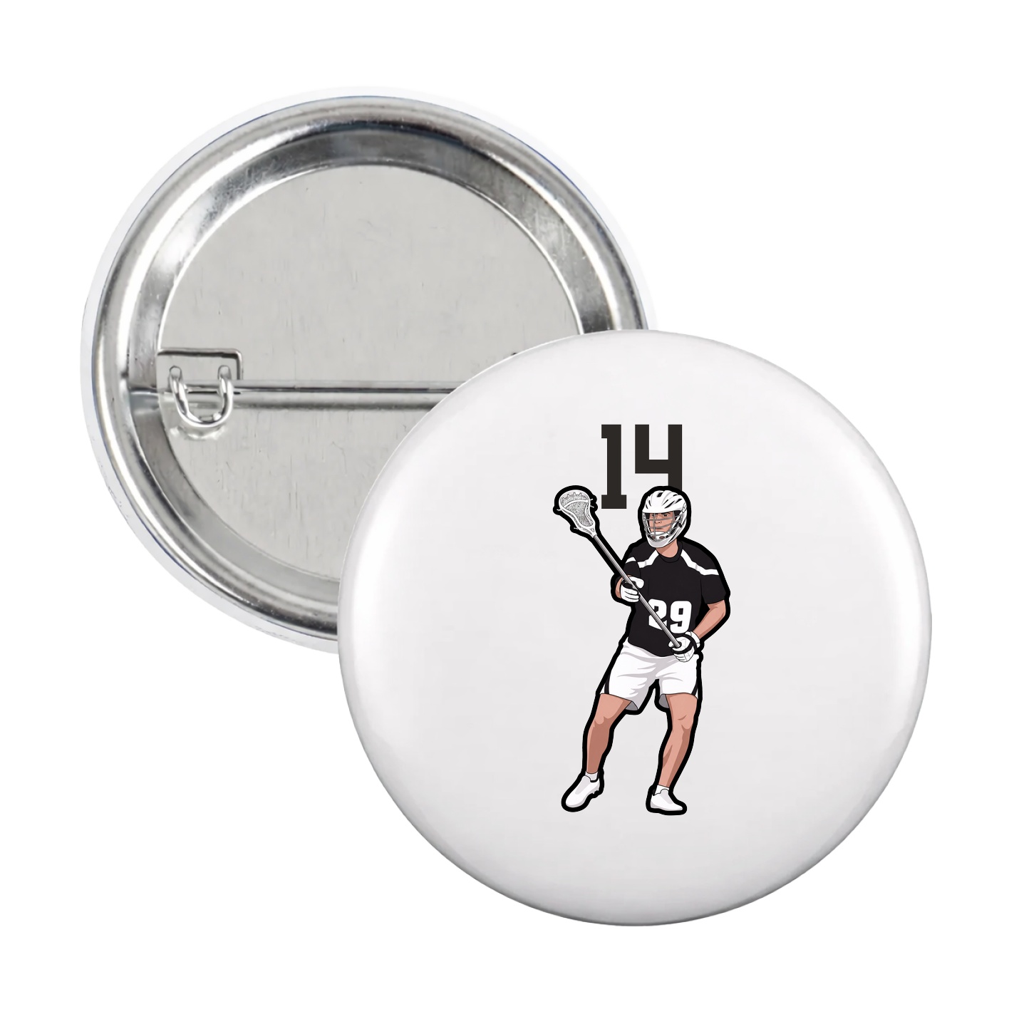 Game Day Button — Number Top in White