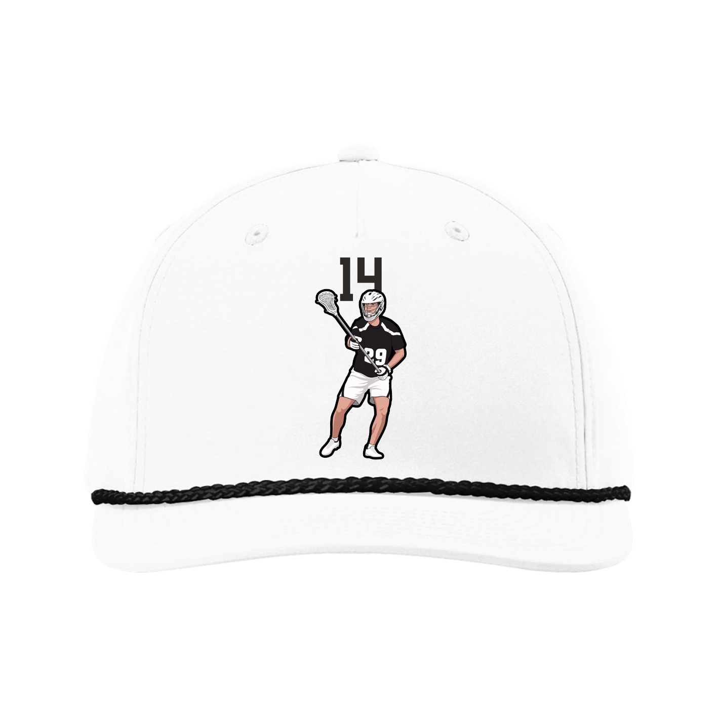 Five-Panel Classic Rope Cap — Number Top in White