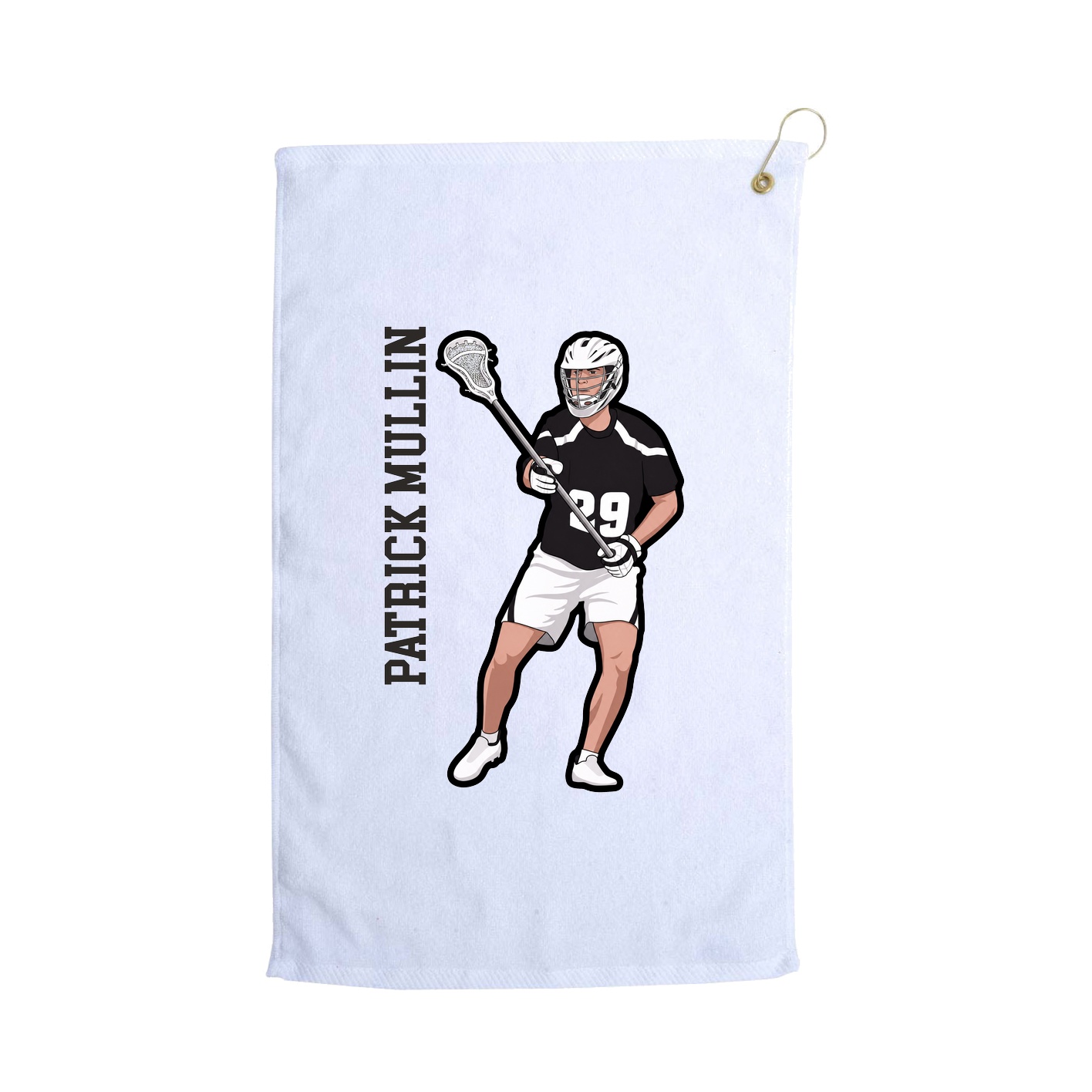 Golf Towel — Name Vertical in White