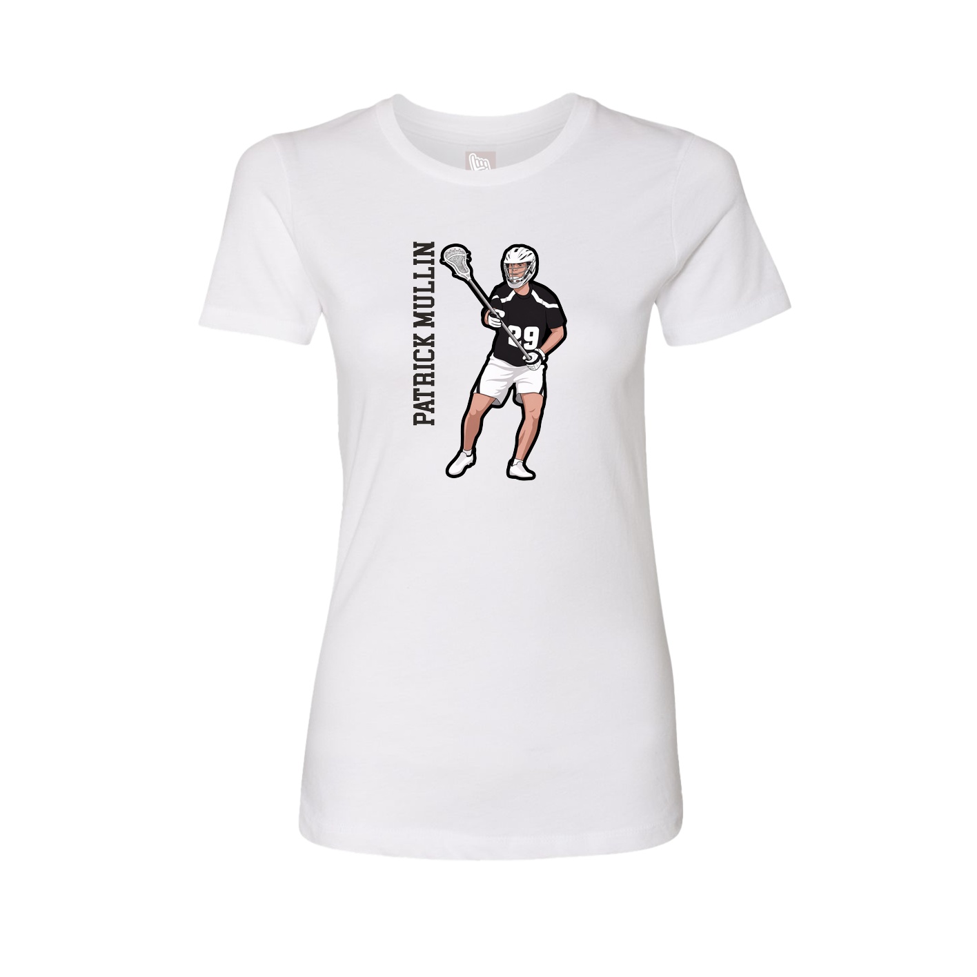 Fitted Women's Tee — Name Vertical in White