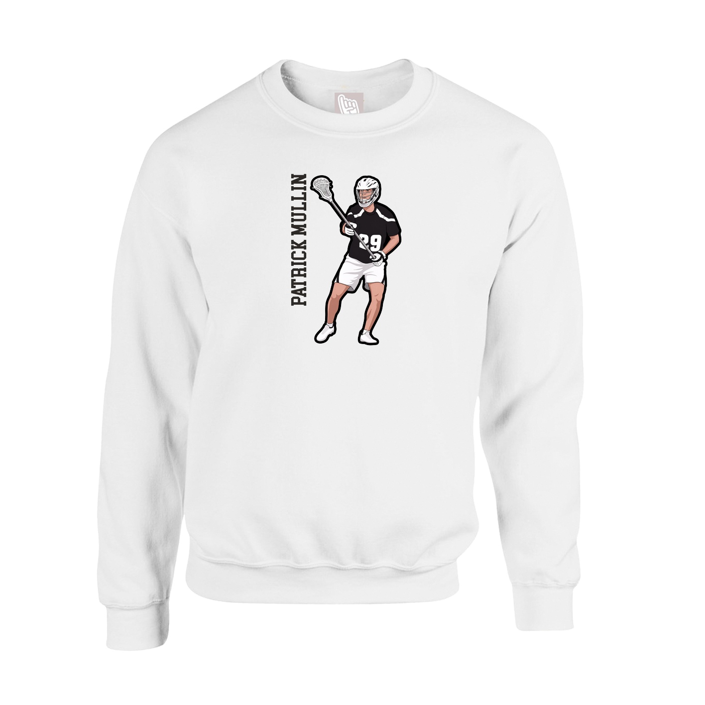 Fleece Crew — Name Vertical in White