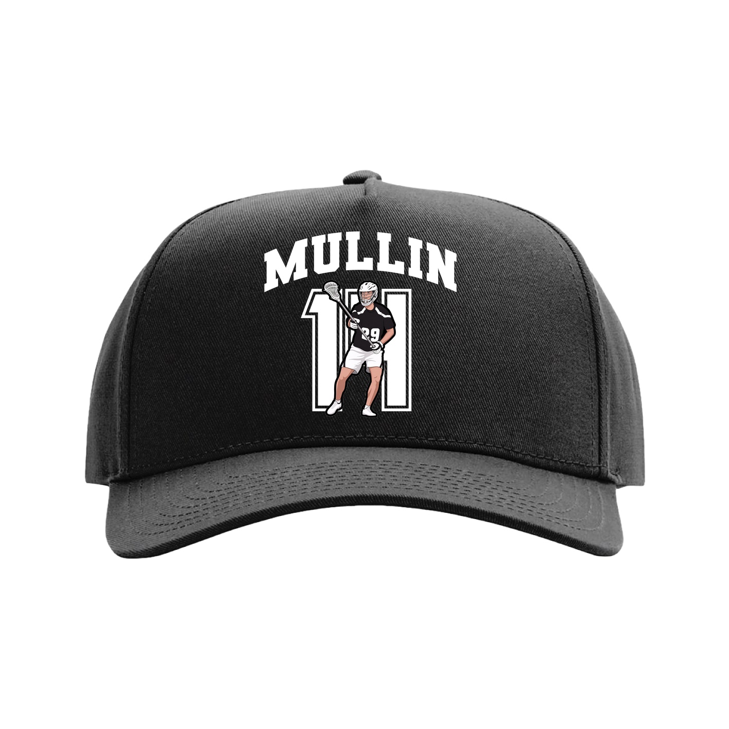 Full Fabric Five-Panel Champ Cap — Number in Black
