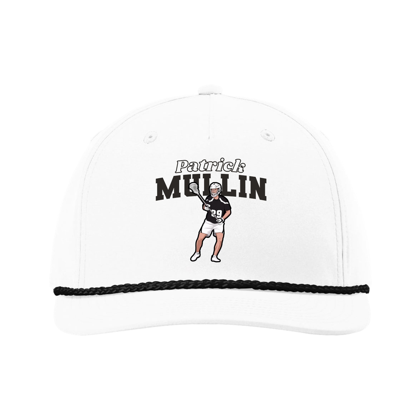 Five-Panel Classic Rope Cap — Name Arch in White