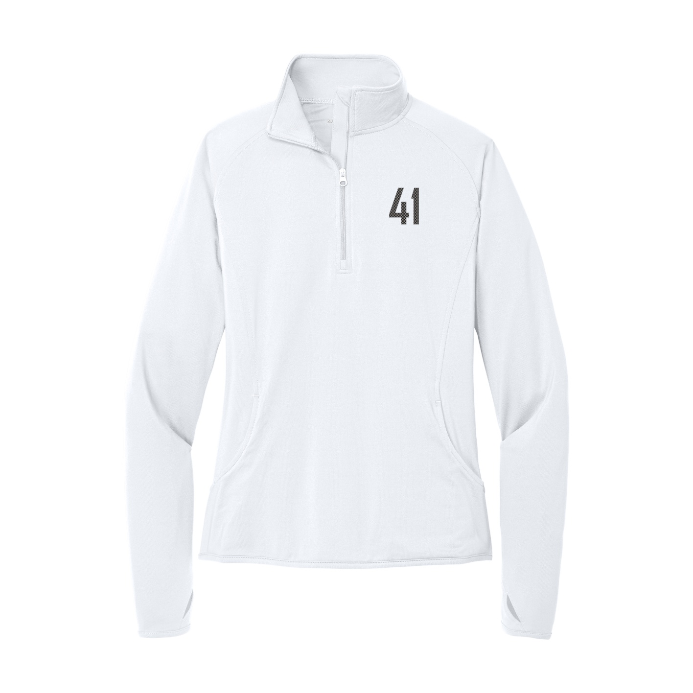 Women's Q-Zip Pullover — Front Shirsy in White