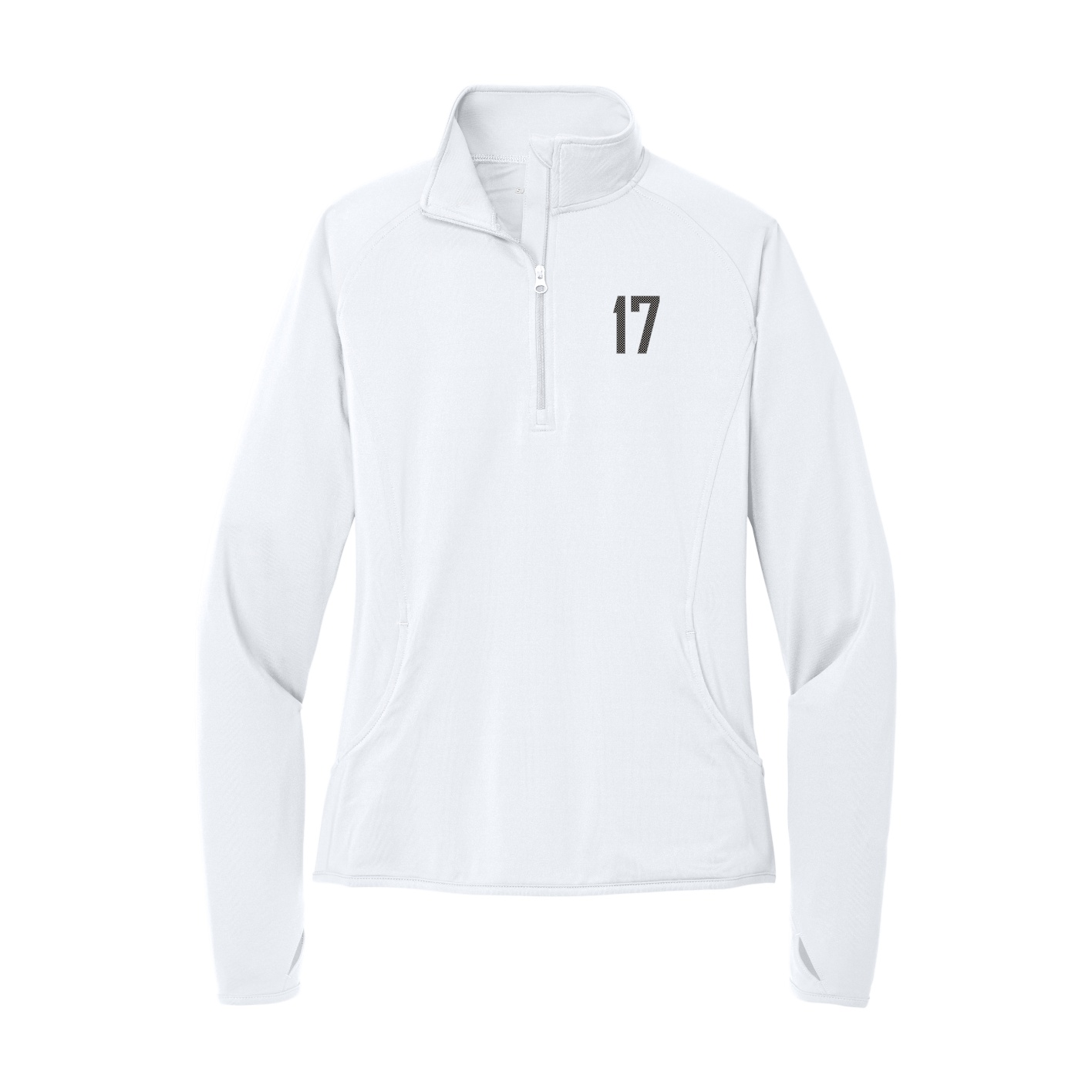Women's Q-Zip Pullover — Front Shirsy in White
